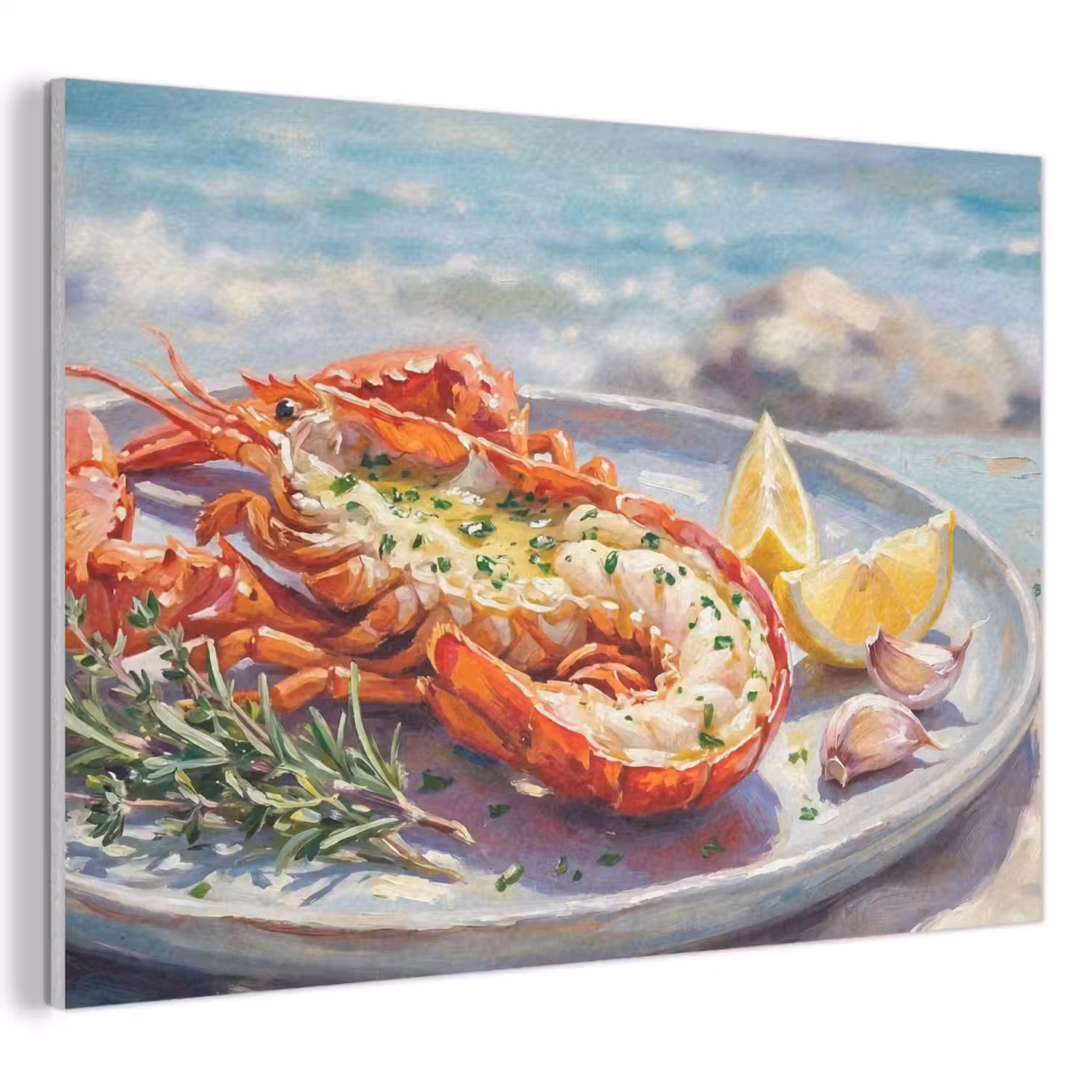Eten - Zee - Kust - Modern - Blauw PET vilt klein -3d
