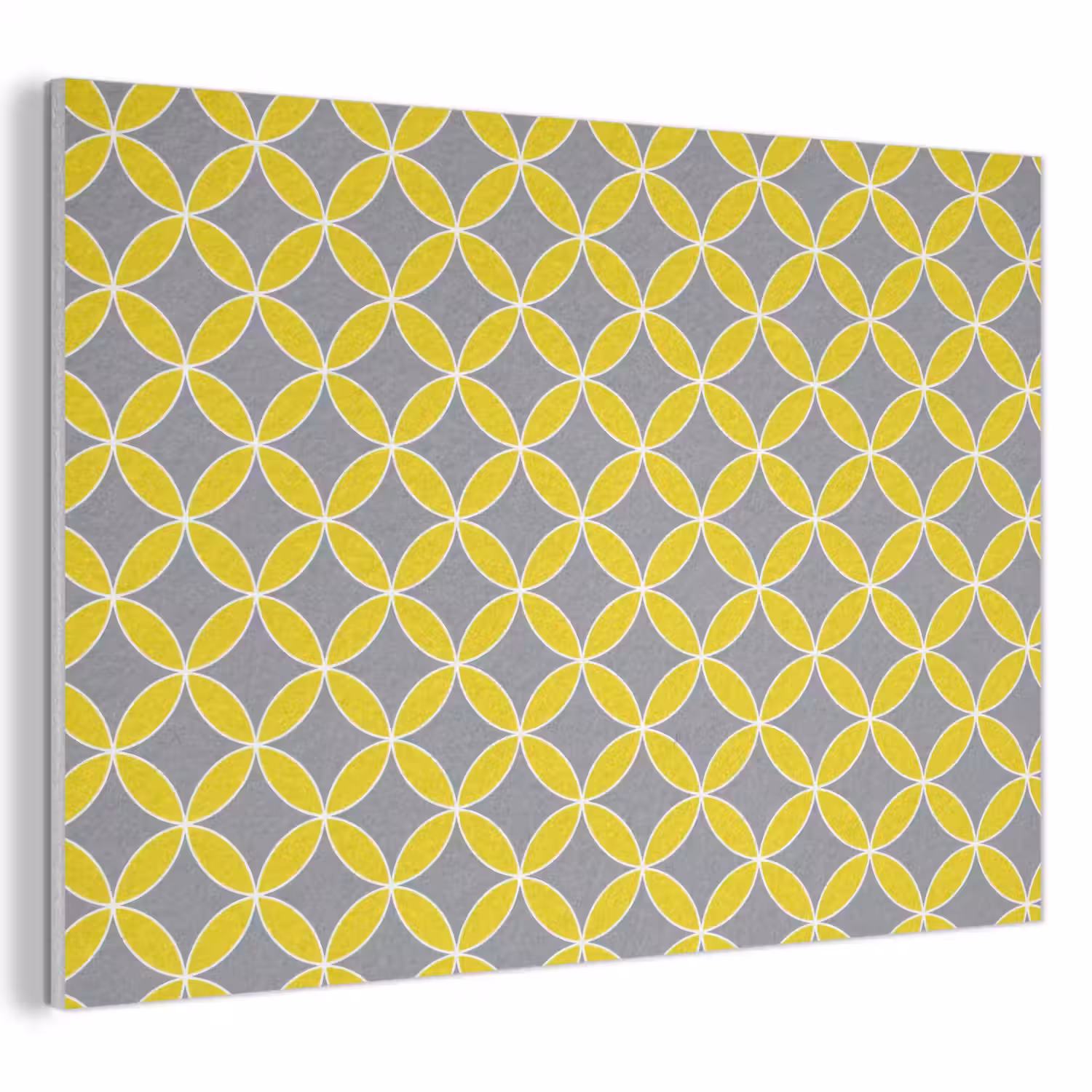 Geometrisch - Cirkels - Modern - Grijs - Geel PET vilt klein 837 -3d