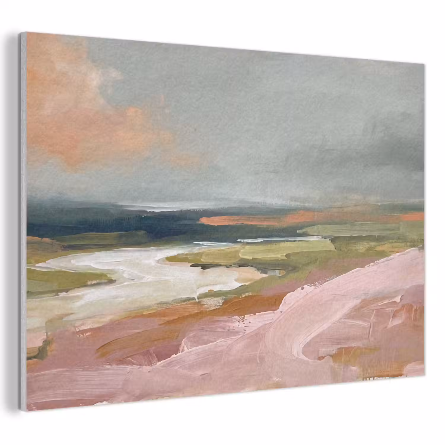 Landschap - Rivier - Abstract - Roze - Groen PET vilt klein -3d