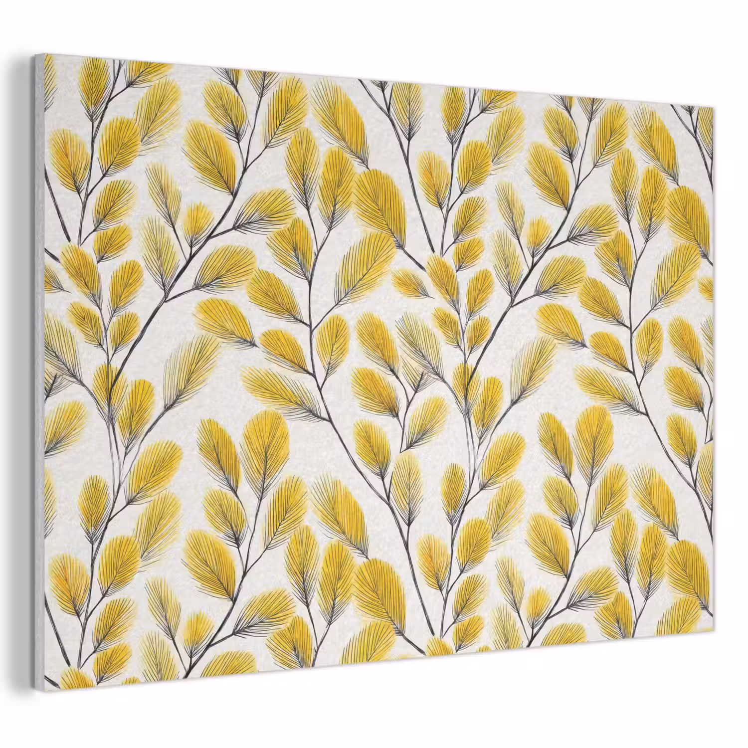 Bladeren - Botanisch - Elegant - Geel - Zwart PET vilt klein 837 -3d