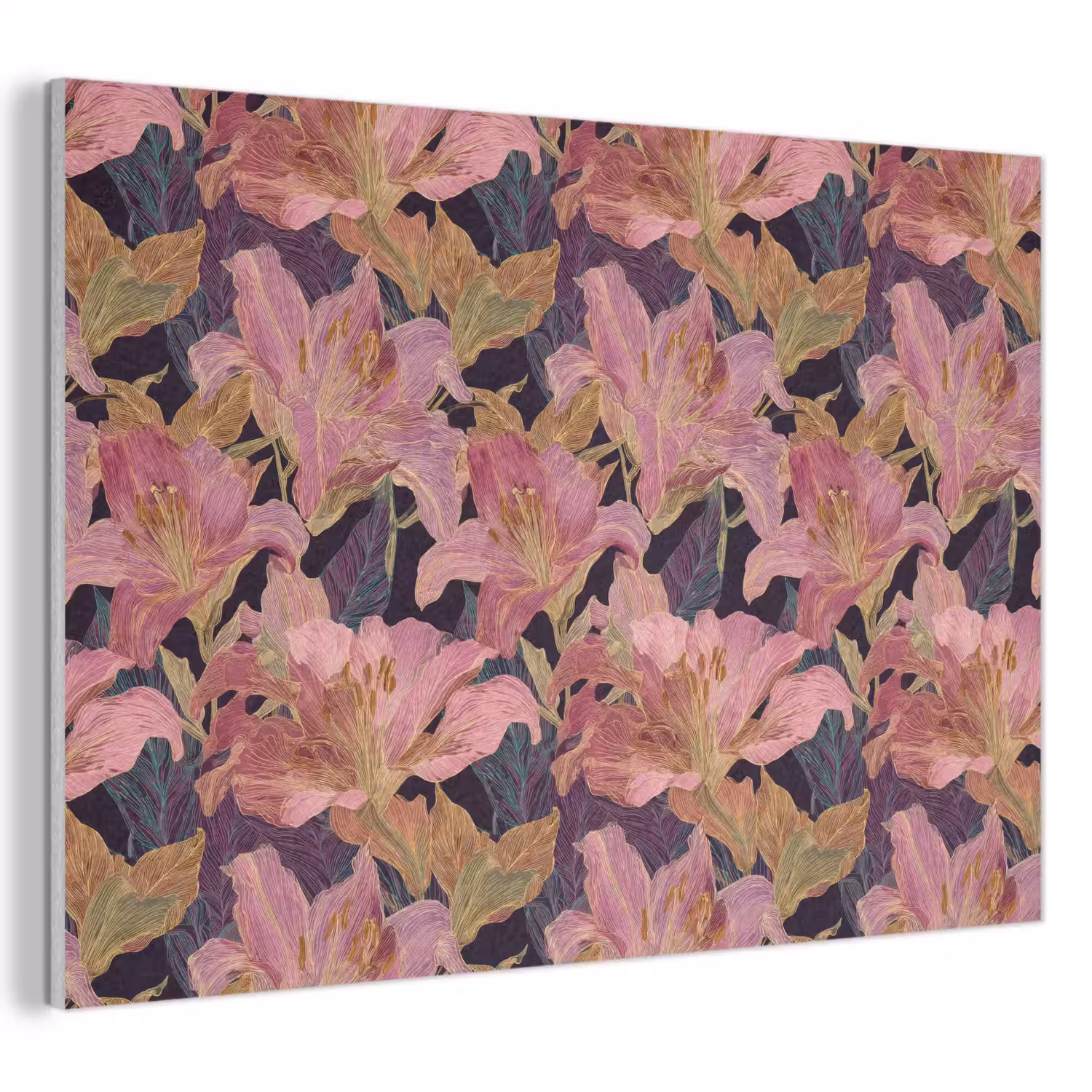 Lelies - Patroon - Roze - Goud PET vilt klein 837 -3d