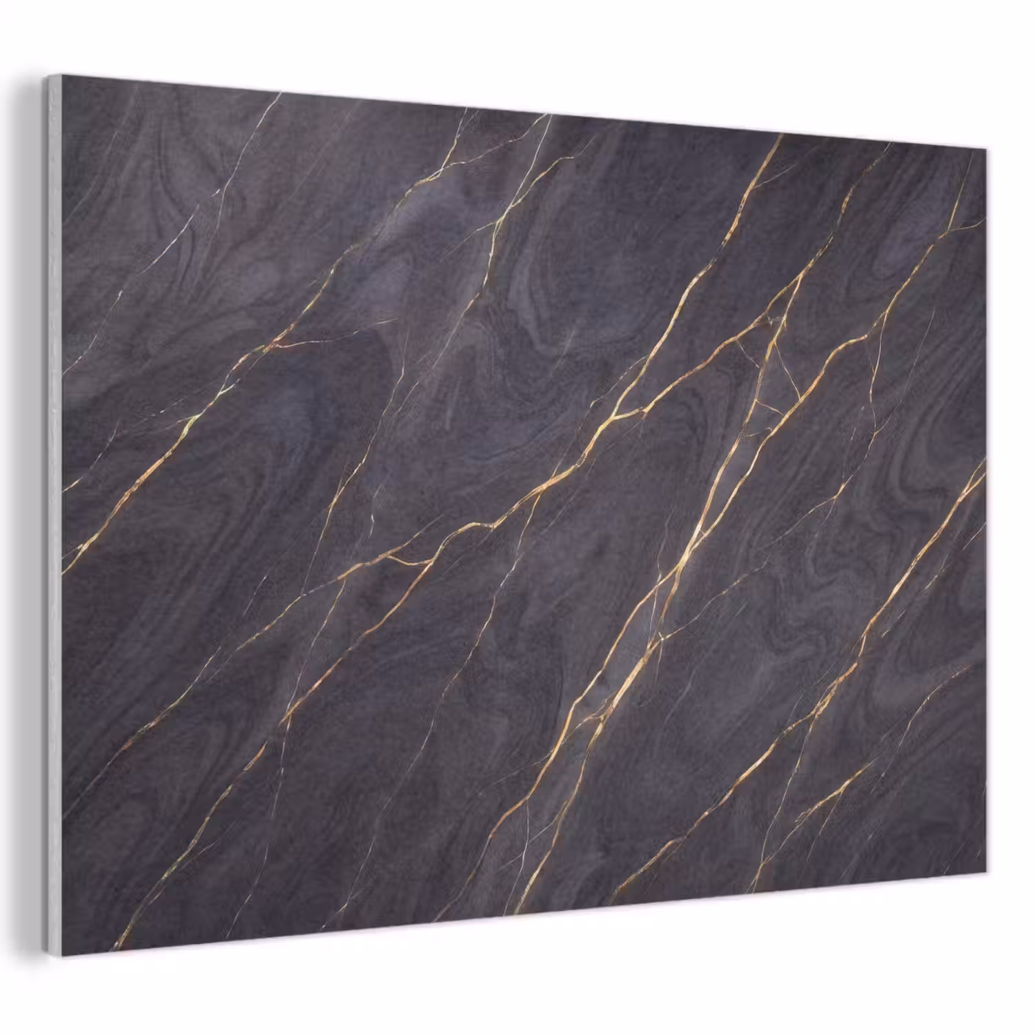 Marmer - Goudaders - Abstract - Modern - Zwart PET vilt klein -3d