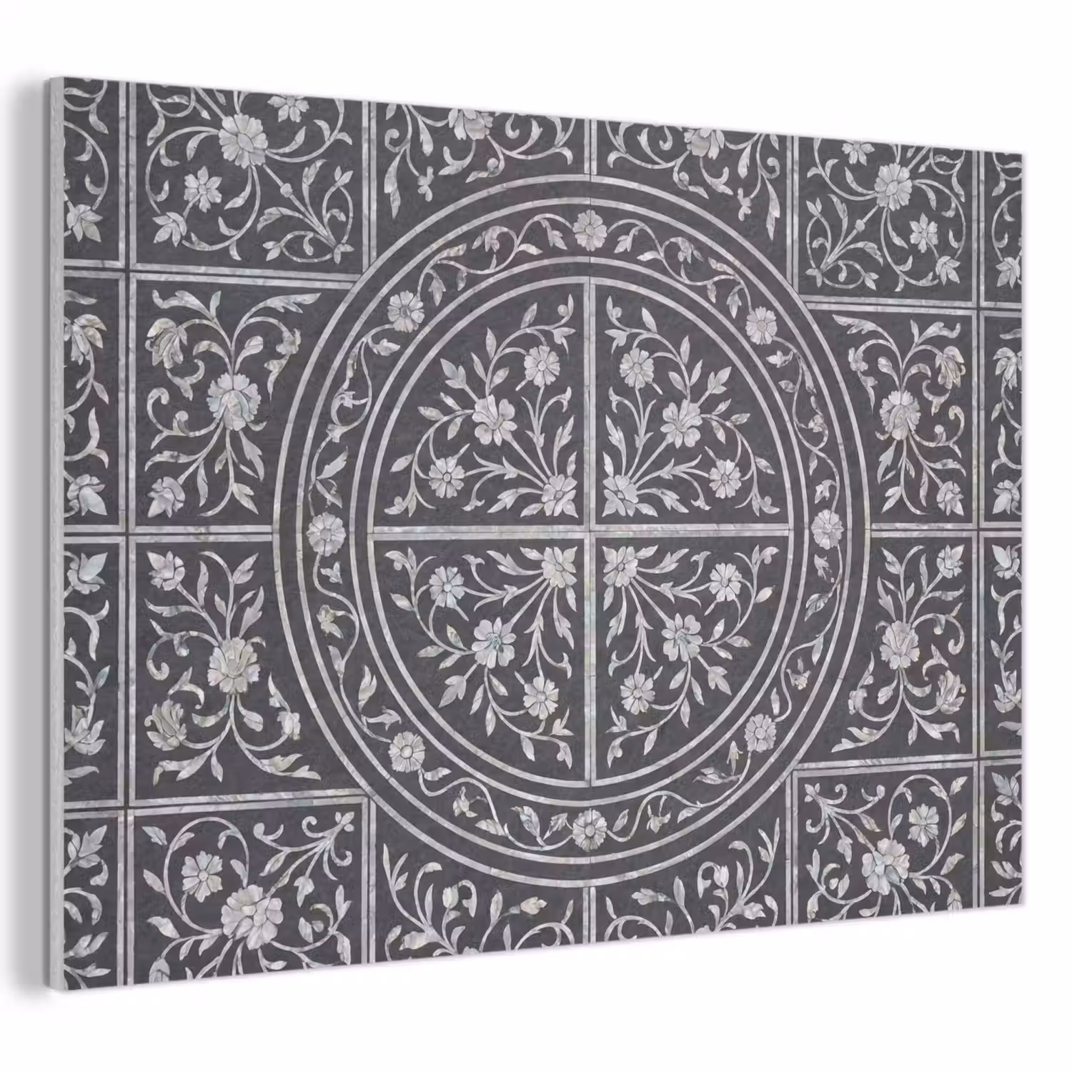 Patroon - Bloemmotief - Decoratie - Klassiek - Zwart PET vilt klein -3d