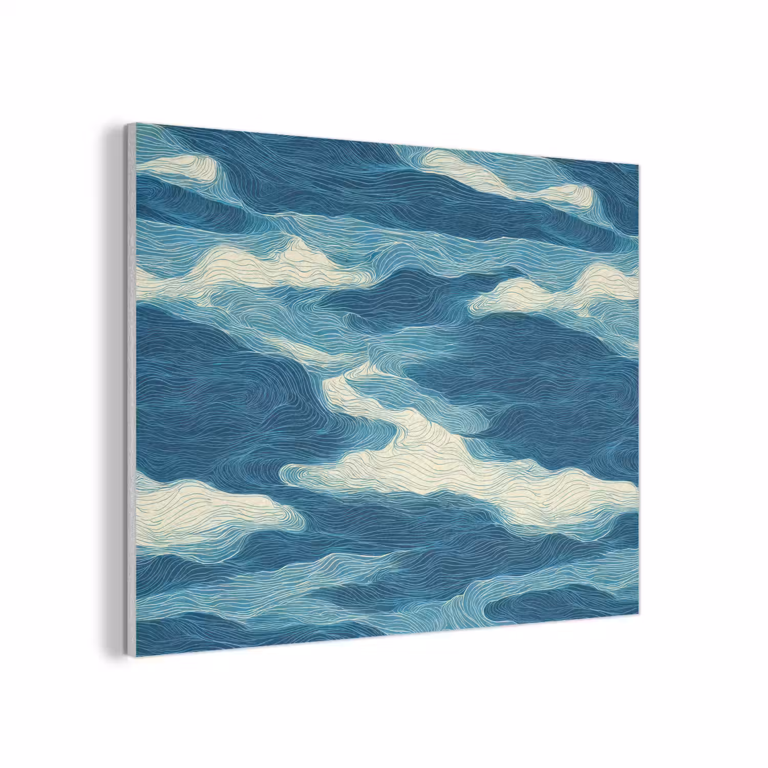 Golven - Abstract - Patroon - Blauw - Wit PET vilt klein 837 -3d