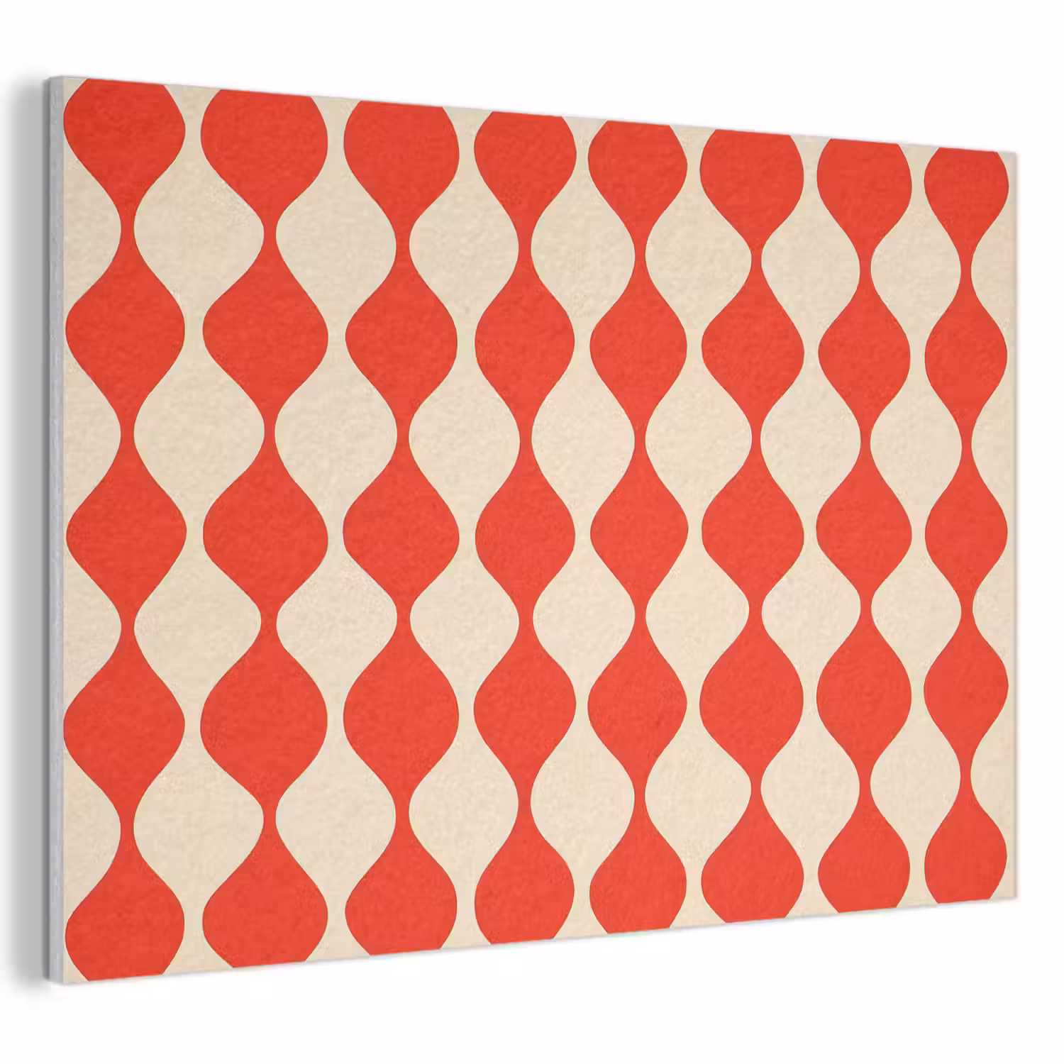 Golvend patroon - Retro - Rood - Beige PET vilt klein 837 -3d