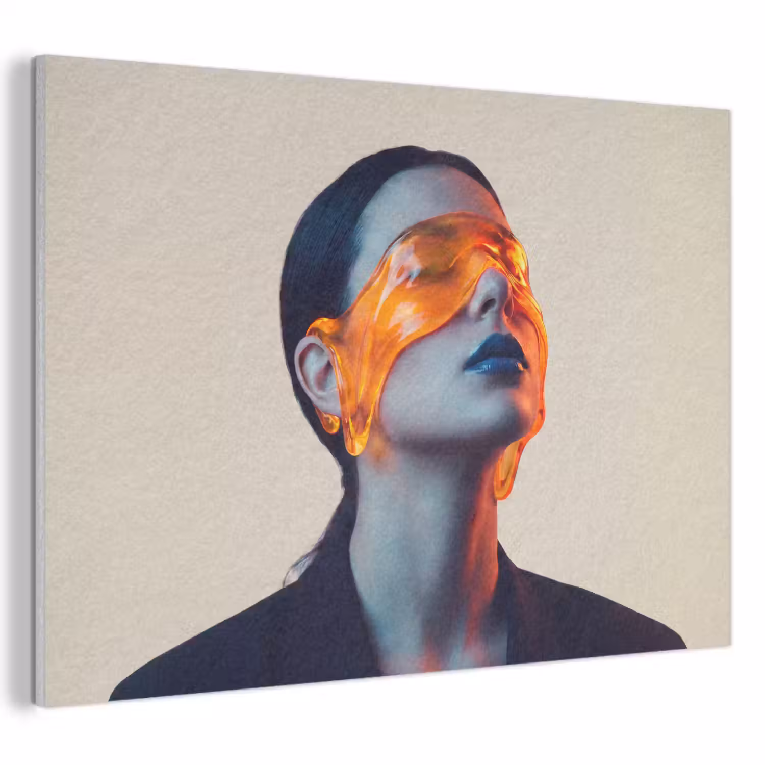 Vrouw - Oranje - Abstract - Modern - Kleurrijk PET vilt klein -3d