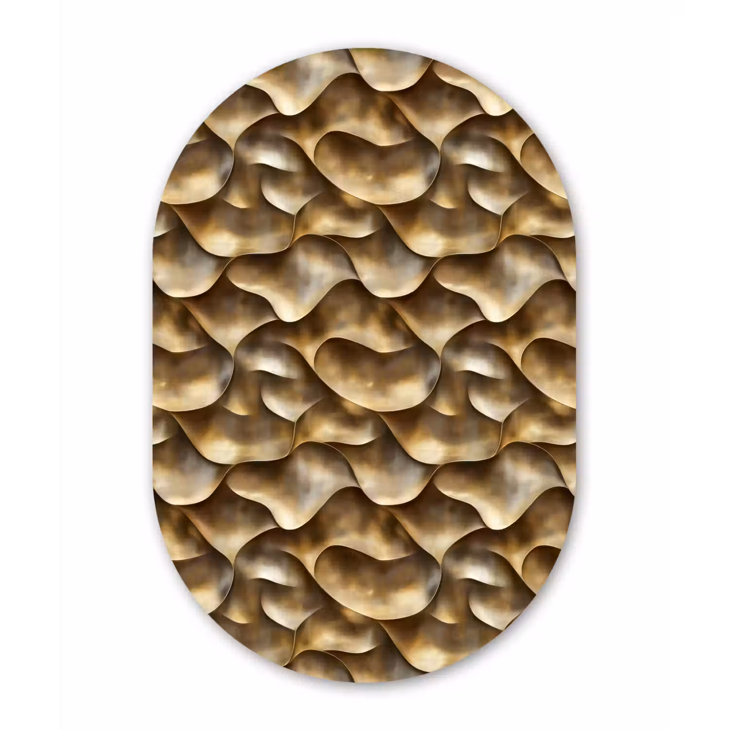 Abstract - Antiek - Goud Wandcirkel Ovaal Aluminium middel 839 -3d