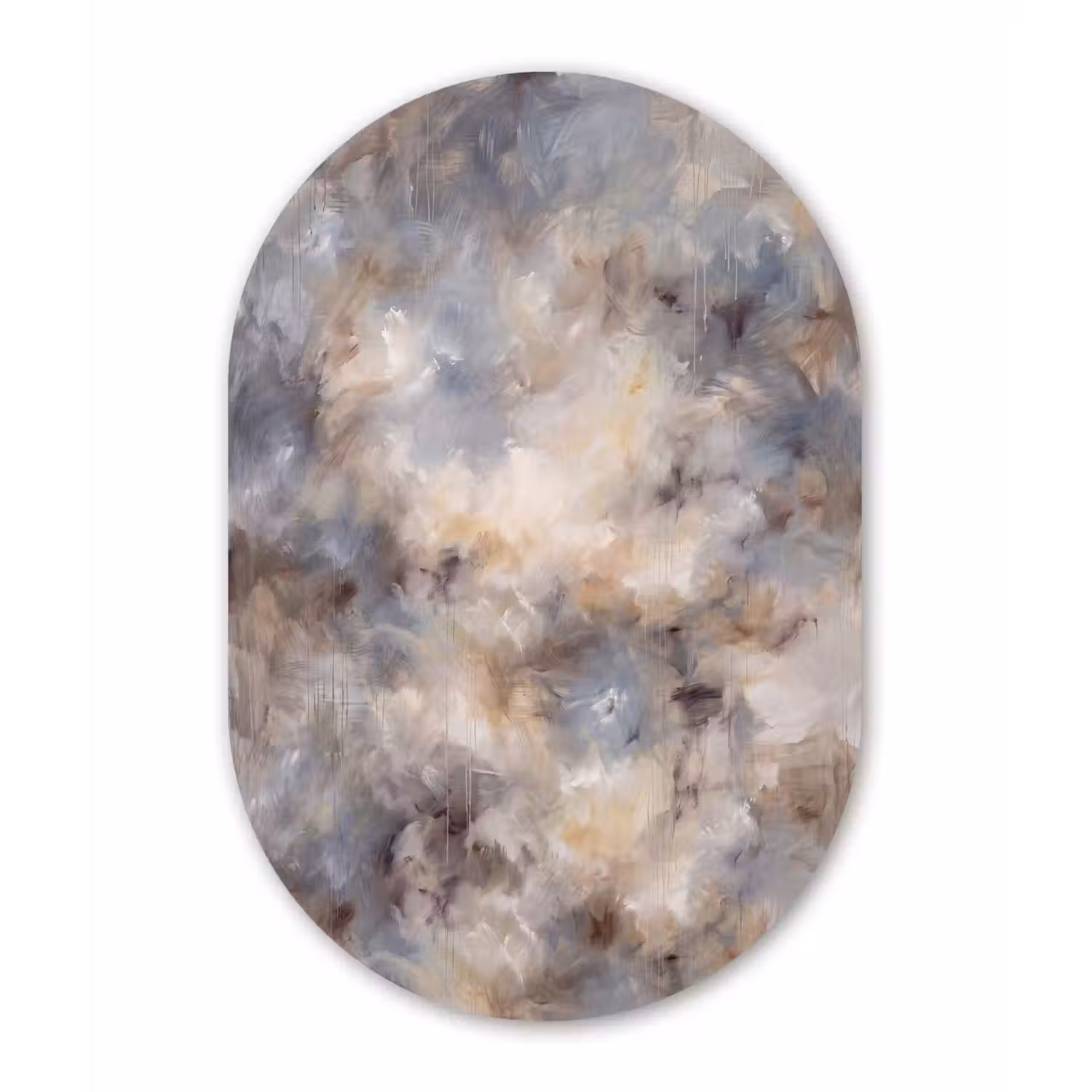 Abstract - Wolken - Sfeervol - Beige - Grijs Wandcirkel Ovaal Aluminium middel -3d
