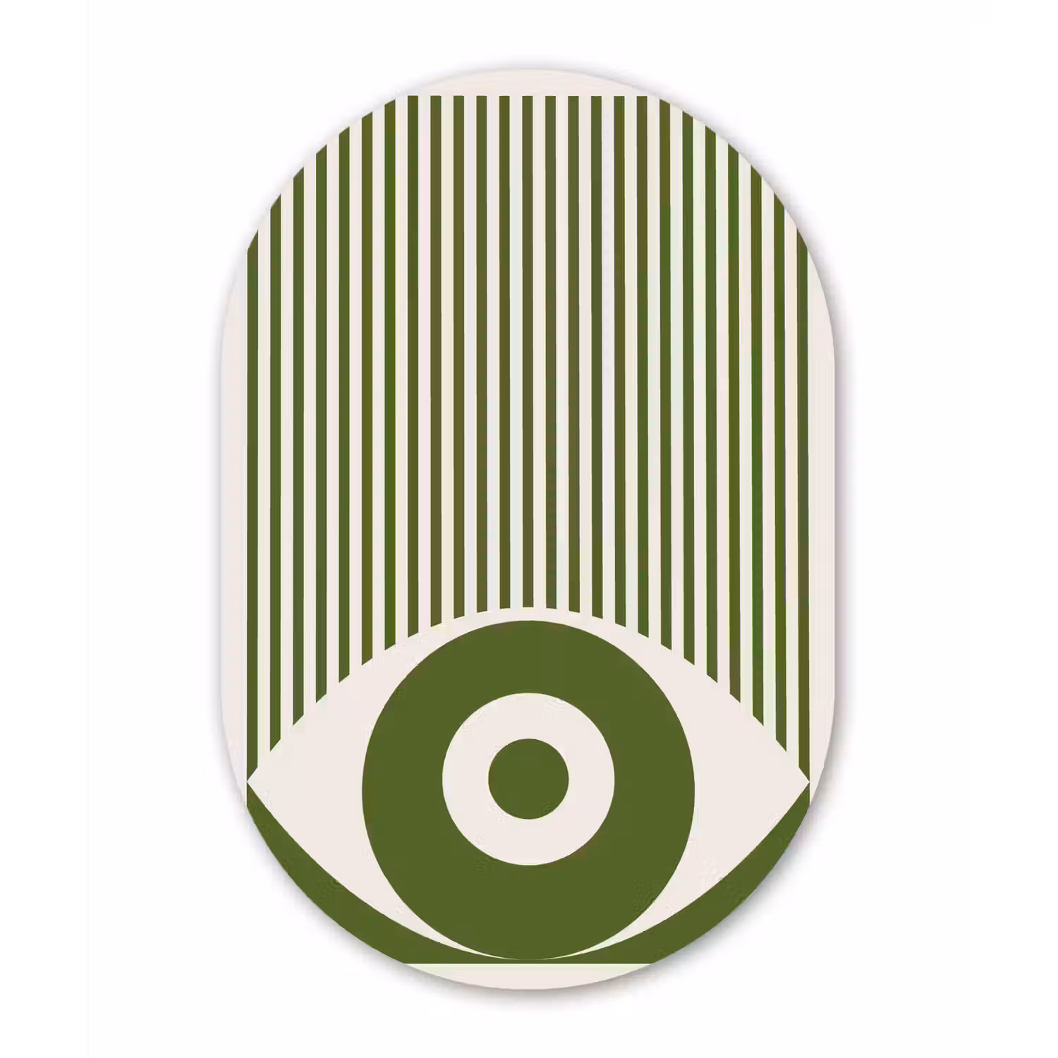 Abstract - Oog - Strepen - Modern - Groen Wandcirkel Ovaal Aluminium middel -3d