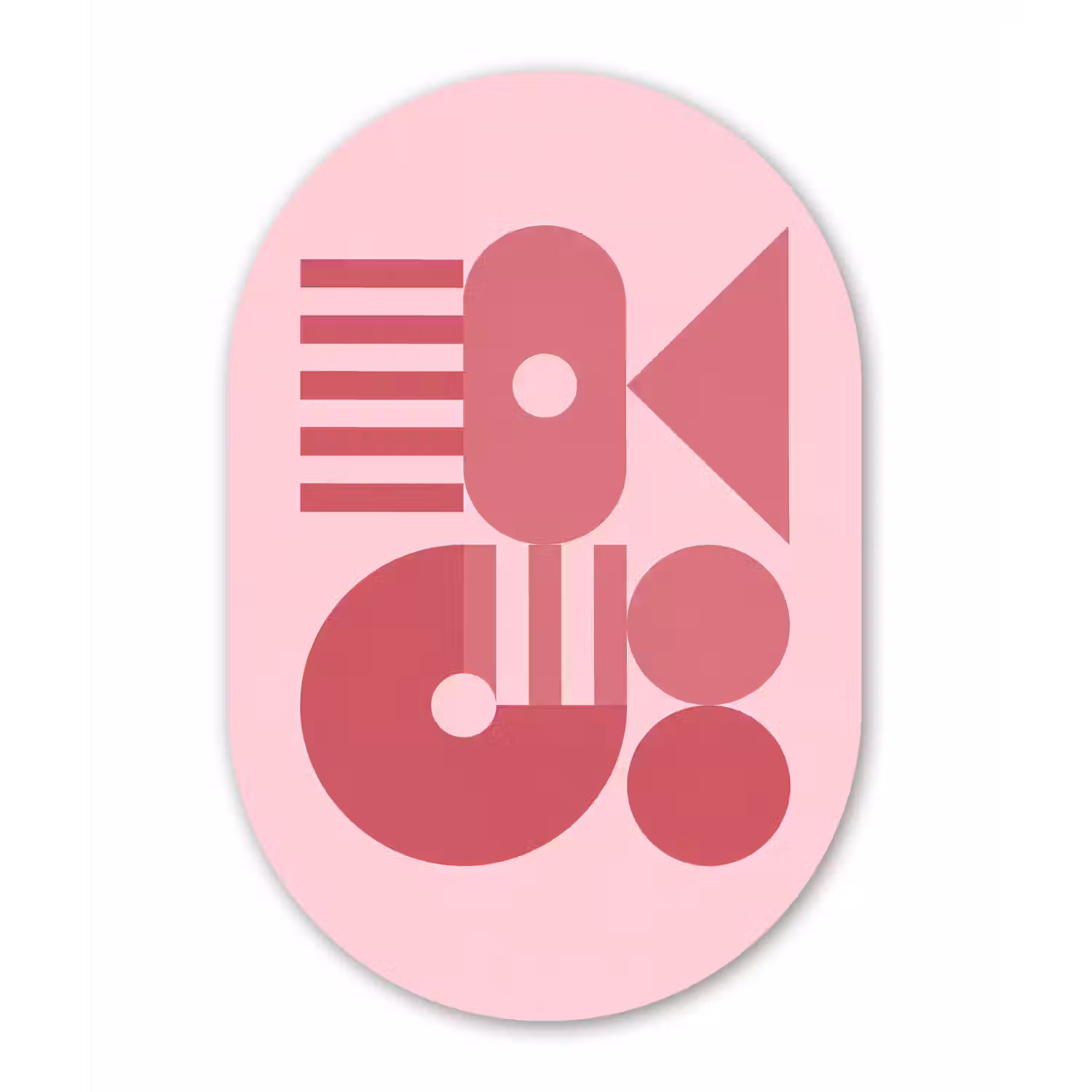Abstract - Geometrisch - Vormen - Roze Wandcirkel Ovaal Aluminium middel -3d