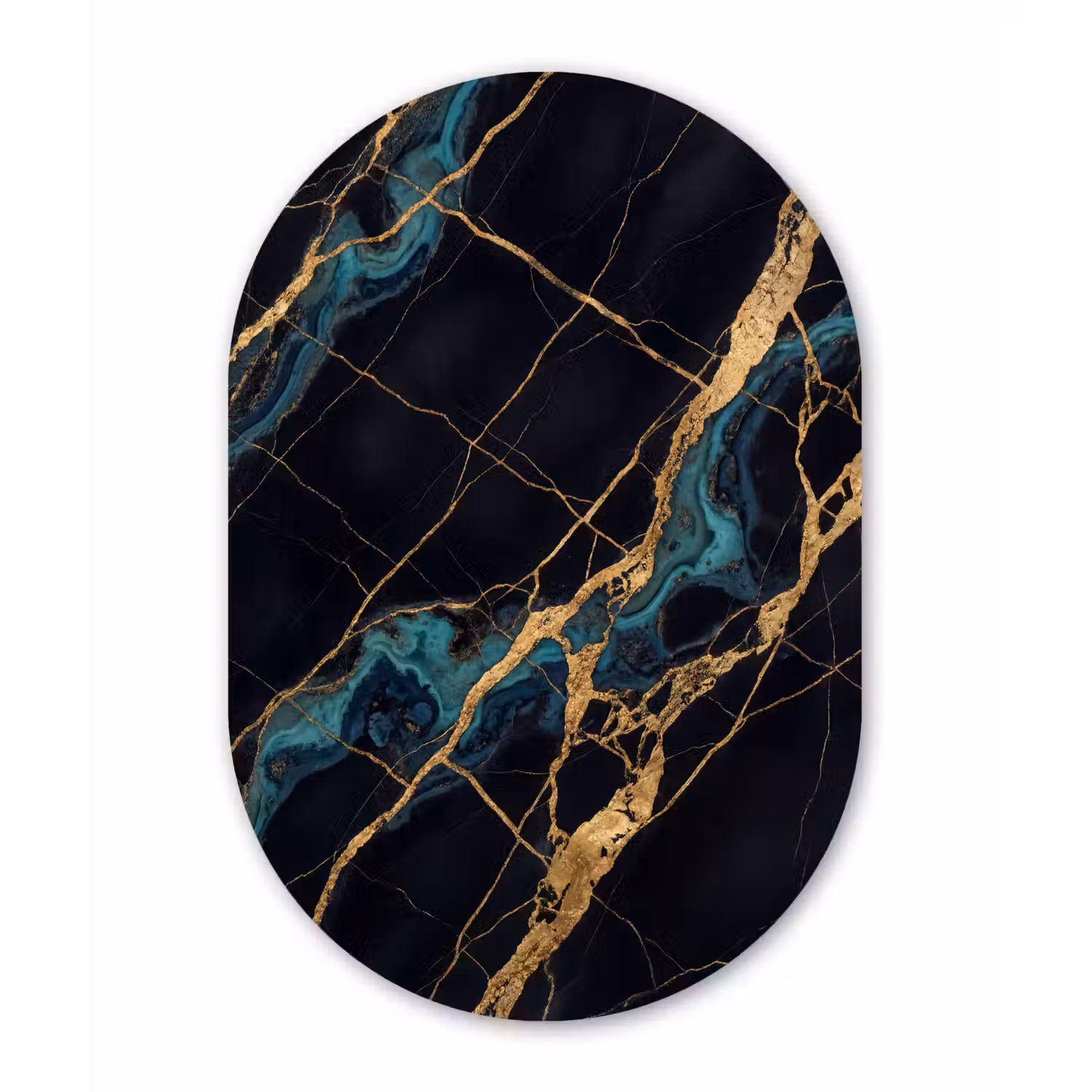 Abstract - Gouden lijnen - Kunst - Modern - Zwart Wandcirkel Ovaal Aluminium middel -3d