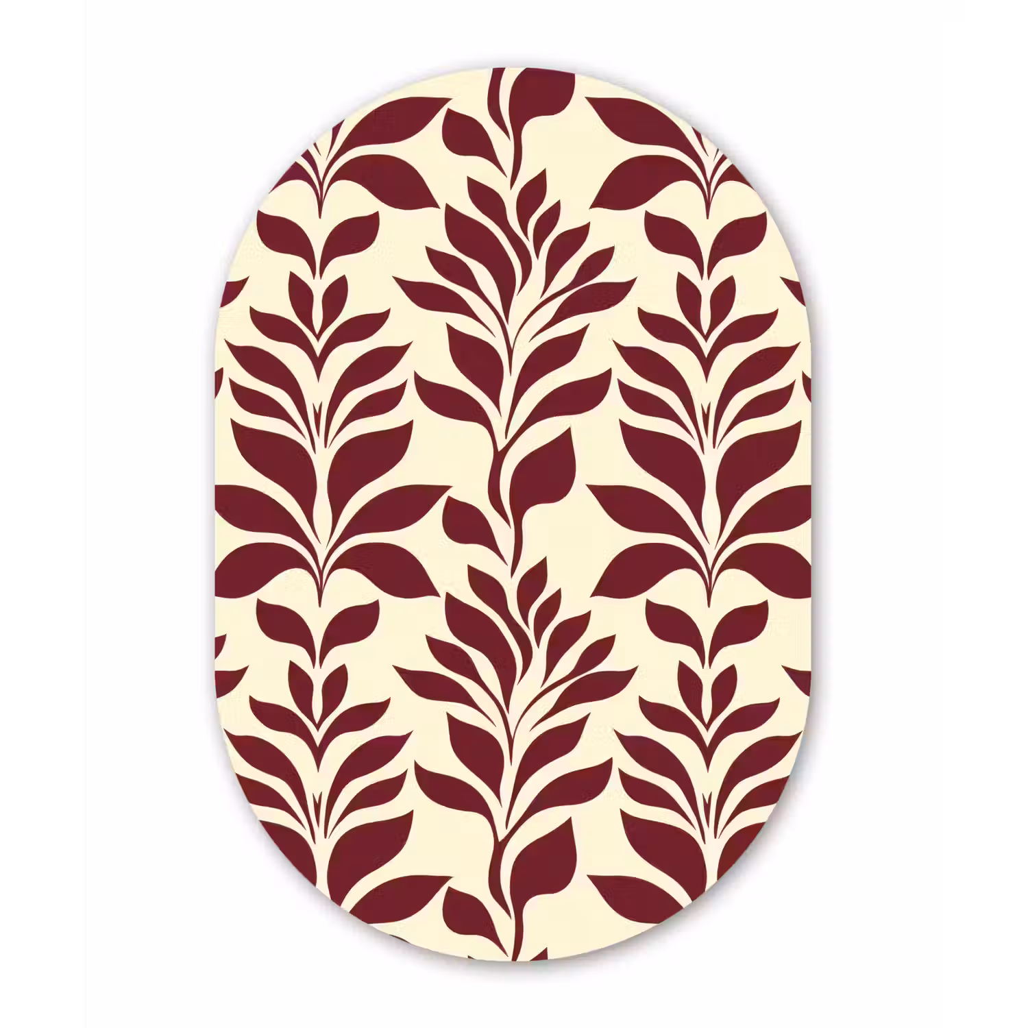Abstract - Bladeren - Burgundy Wandcirkel Ovaal Aluminium middel 839 -3d