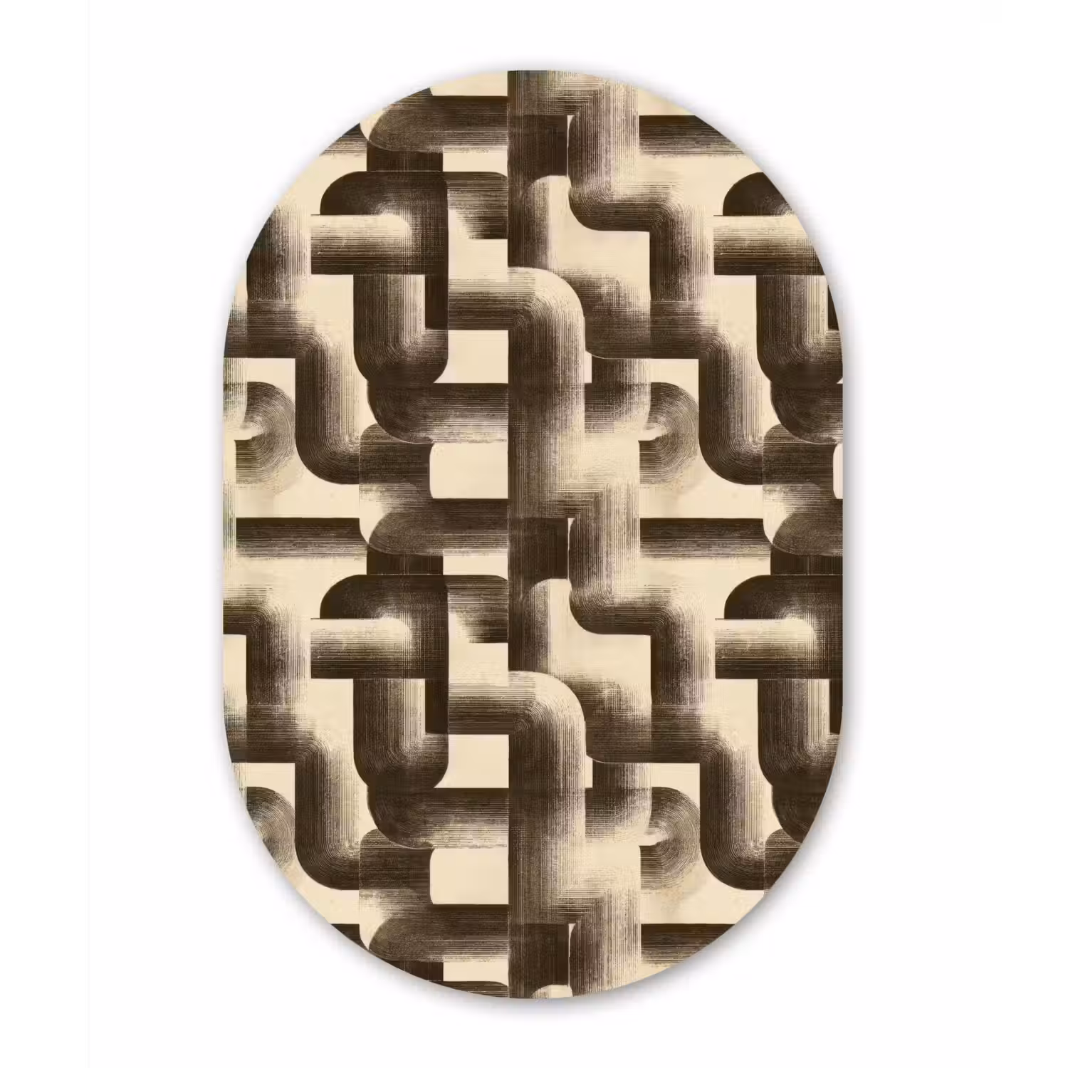 Abstract - Retro - Zwart Wandcirkel Ovaal Aluminium middel 839 -3d