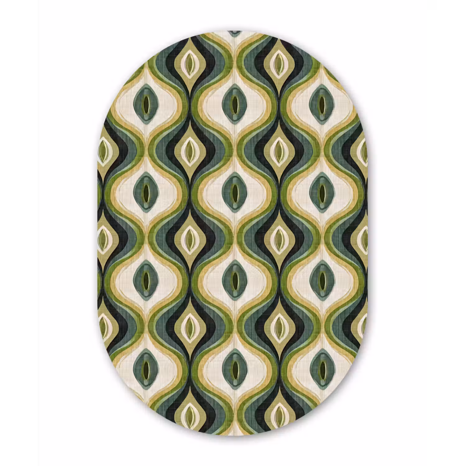 Abstract - Ritmisch - Groen Wandcirkel Ovaal Aluminium middel 839 -3d