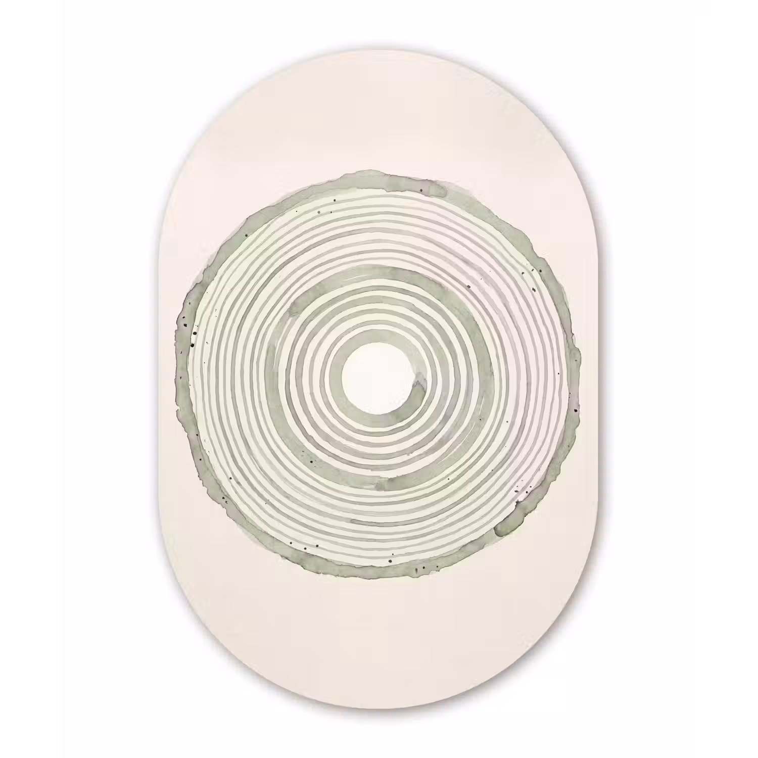 Abstractie - Cirkels - Waterverf - Groen - Modern Wandcirkel Ovaal Aluminium middel -3d