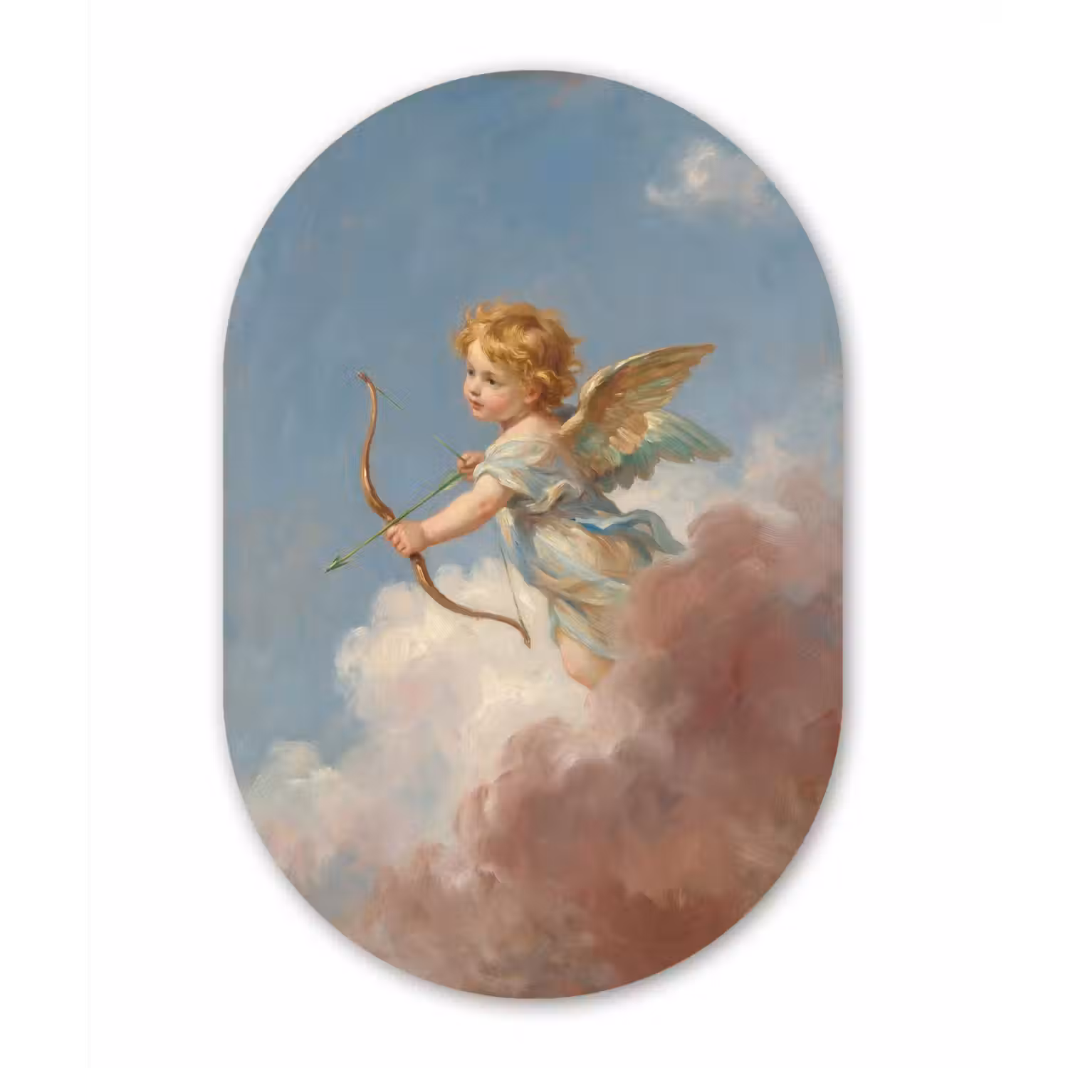 Engel - Pijl en boog - Mythologie - Klassiek Wandcirkel Ovaal Aluminium middel -3d