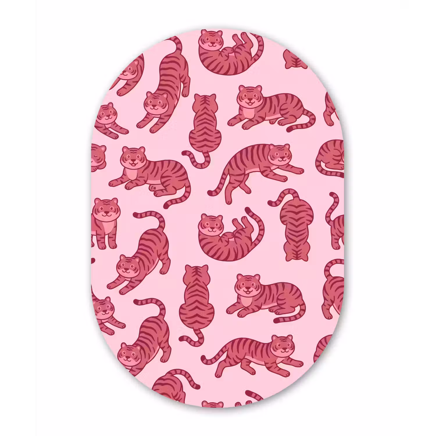 Dieren - Patroon - Roze - Speels - Cartoon Wandcirkel Ovaal Aluminium middel -3d