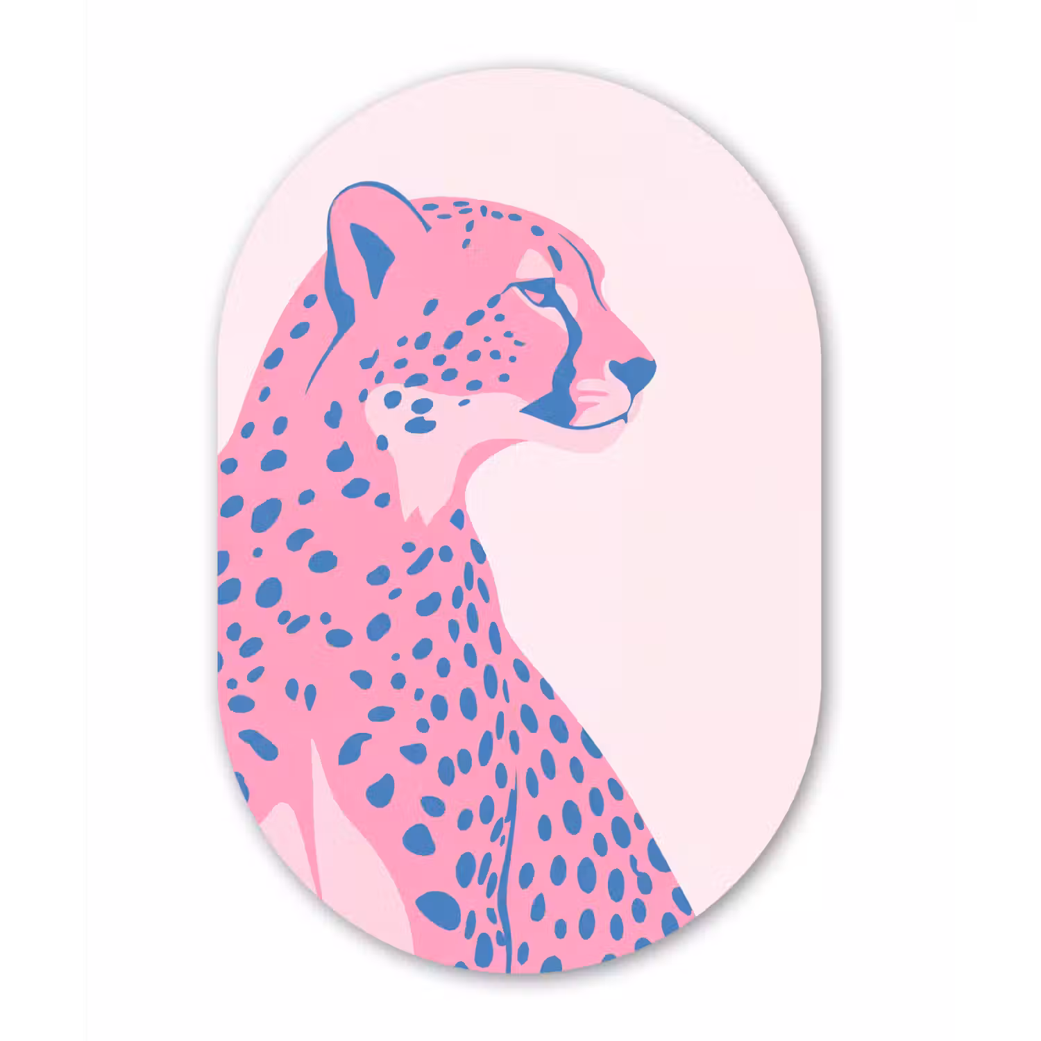 Dieren - Profiel - Abstract - Roze - Blauw Wandcirkel Ovaal Aluminium middel -3d