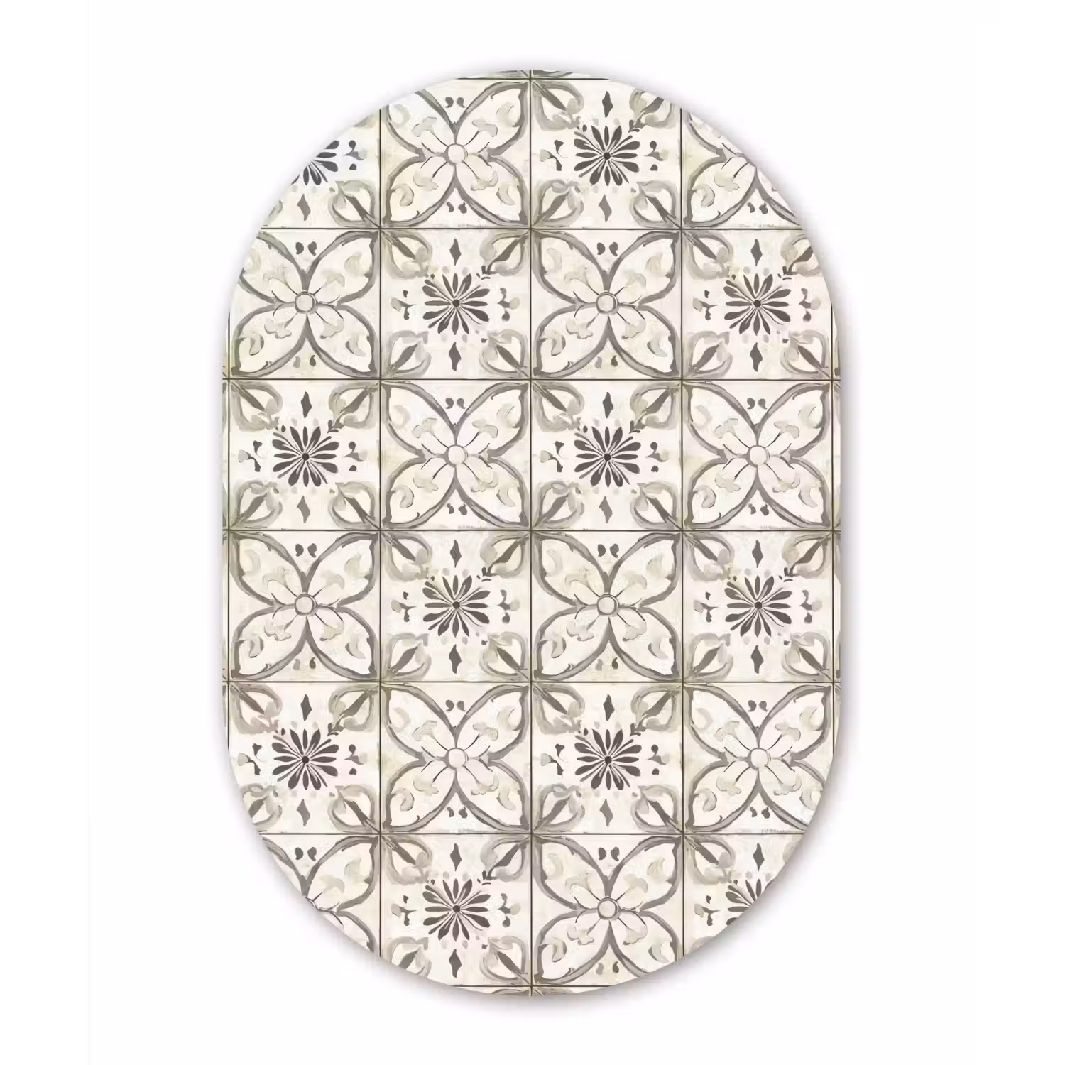Antiek - Tegel - Beige Wandcirkel Ovaal Aluminium middel 839 -3d