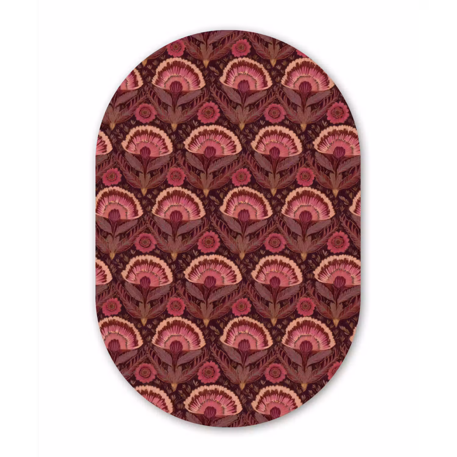 Antiek - Bloemen - Kleurrijk Wandcirkel Ovaal Aluminium middel 839 -3d