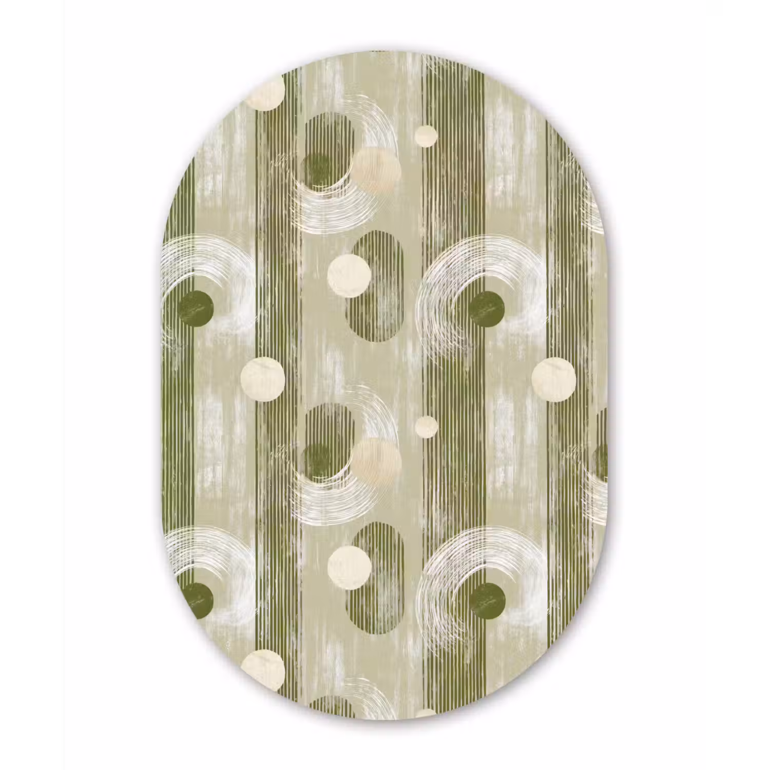 Artistiek - Modern - Groen Wandcirkel Ovaal Aluminium middel 839 -3d