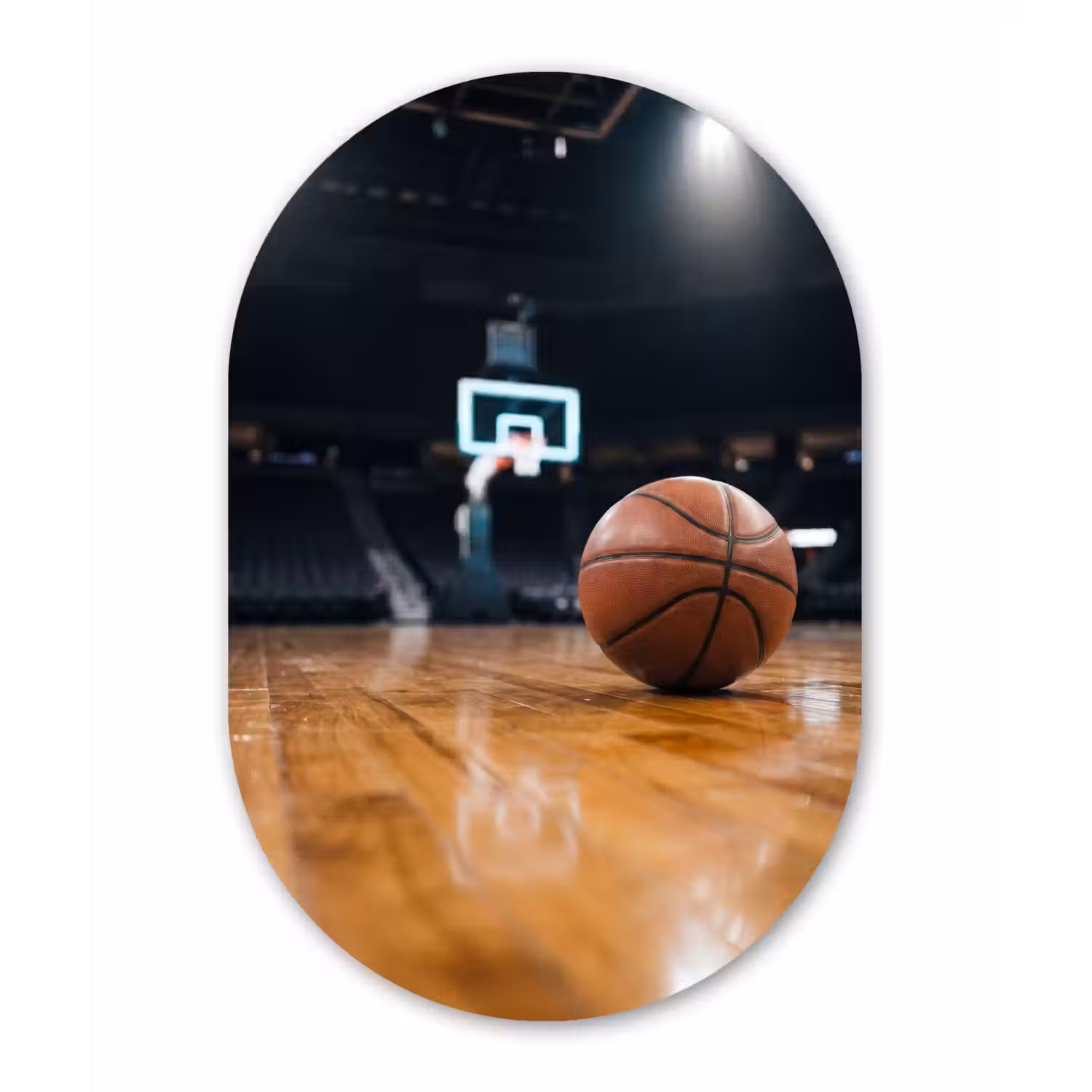 Basketbal - Arena - Sport Wandcirkel Ovaal Aluminium middel -3d