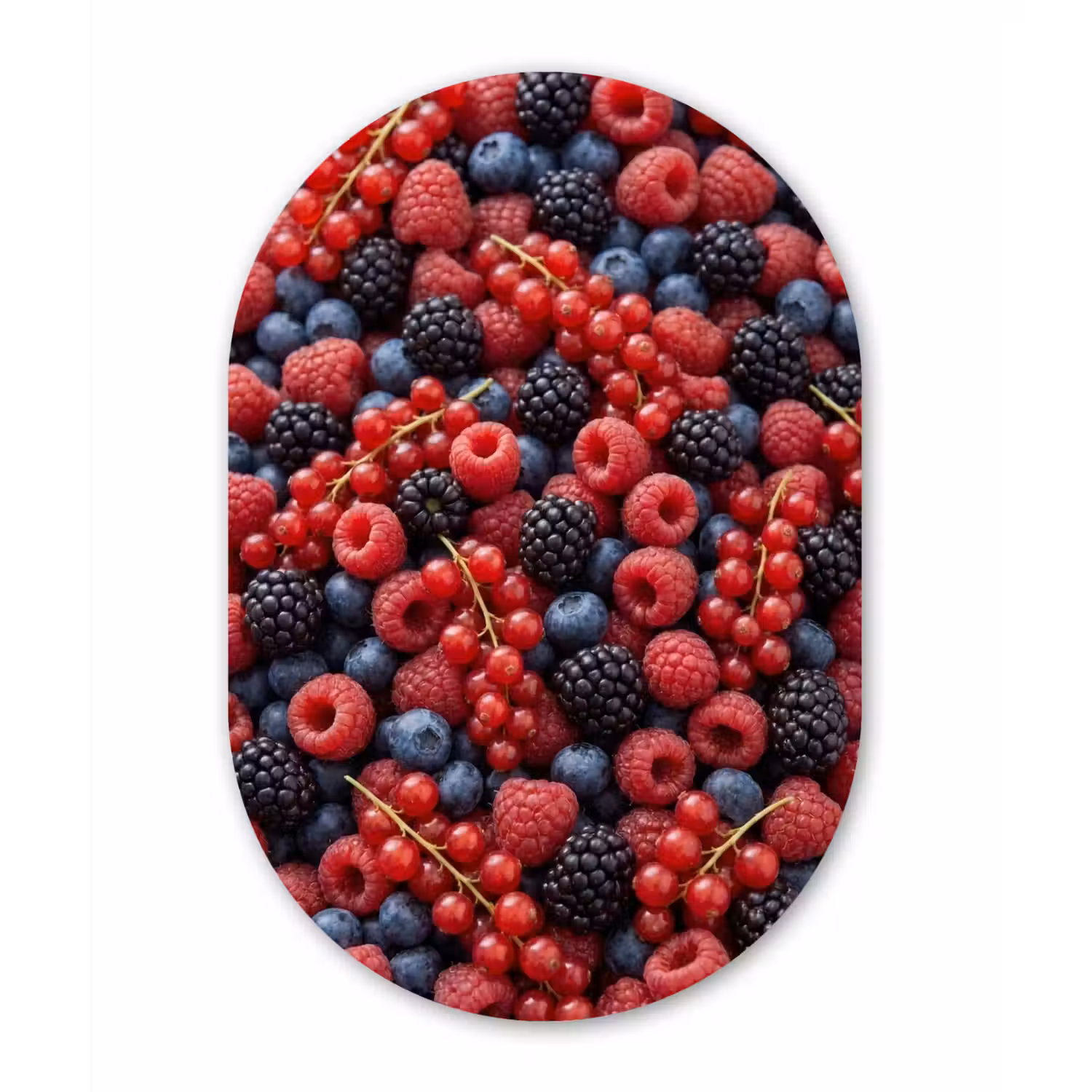 Bessen - Mix - Vers - Eten - Kleurrijk Wandcirkel Ovaal Aluminium middel -3d