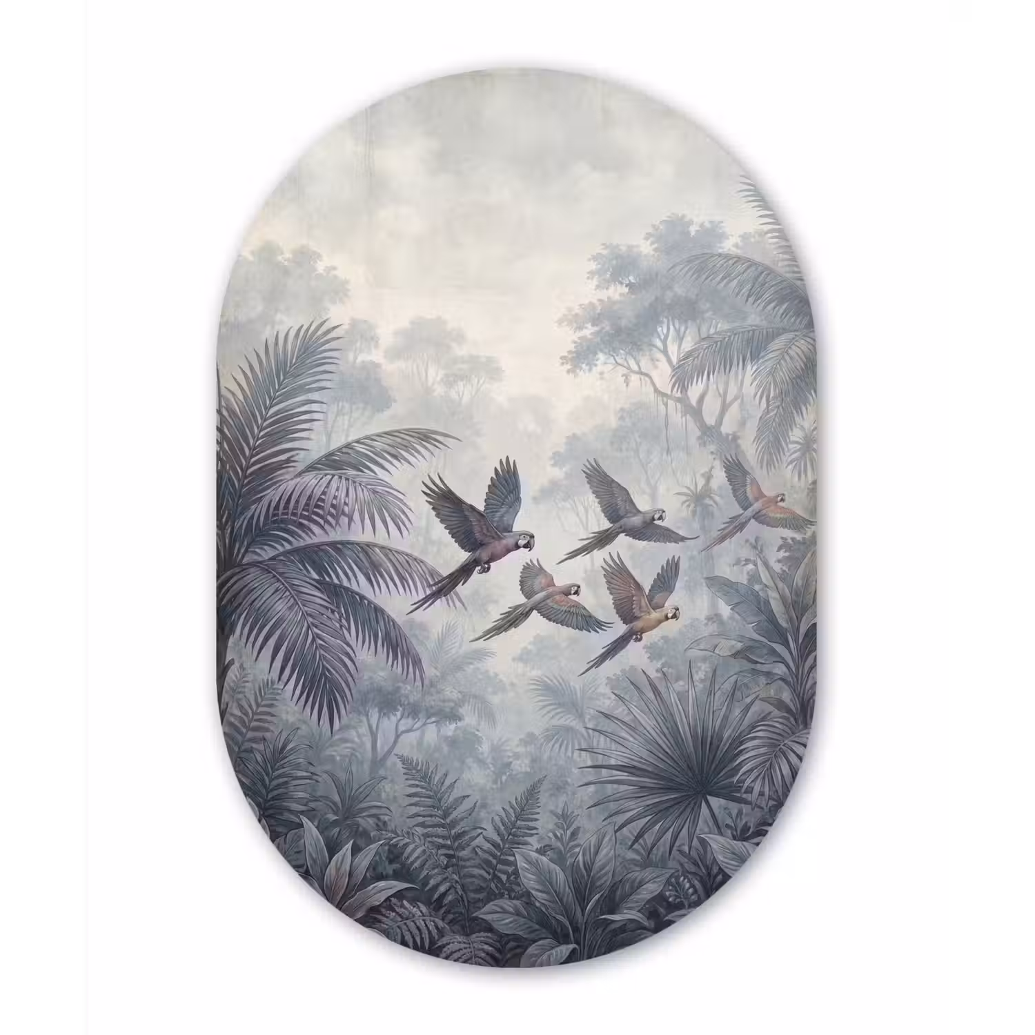 Vogel - Vliegend - Jungle - Vintage - Dieren Wandcirkel Ovaal Aluminium middel -3d