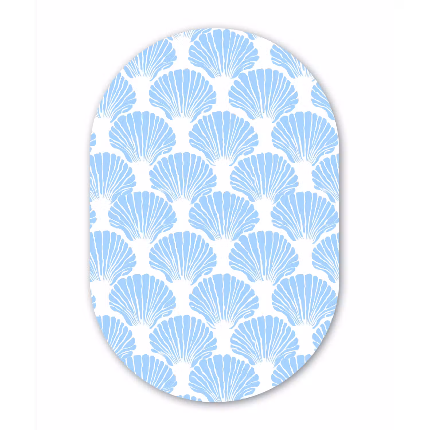 Blauw - Wit - Schelpen - Grafisch - Structuur Wandcirkel Ovaal Aluminium middel 839 -3d
