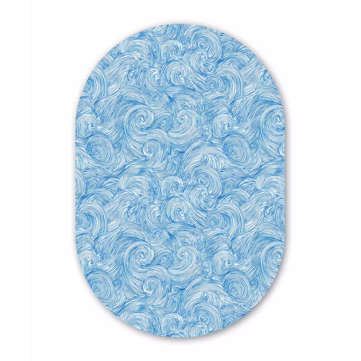 Blauw - Wit - Spiraal - Golven - Lijnen Wandcirkel Ovaal Aluminium middel 839 -3d