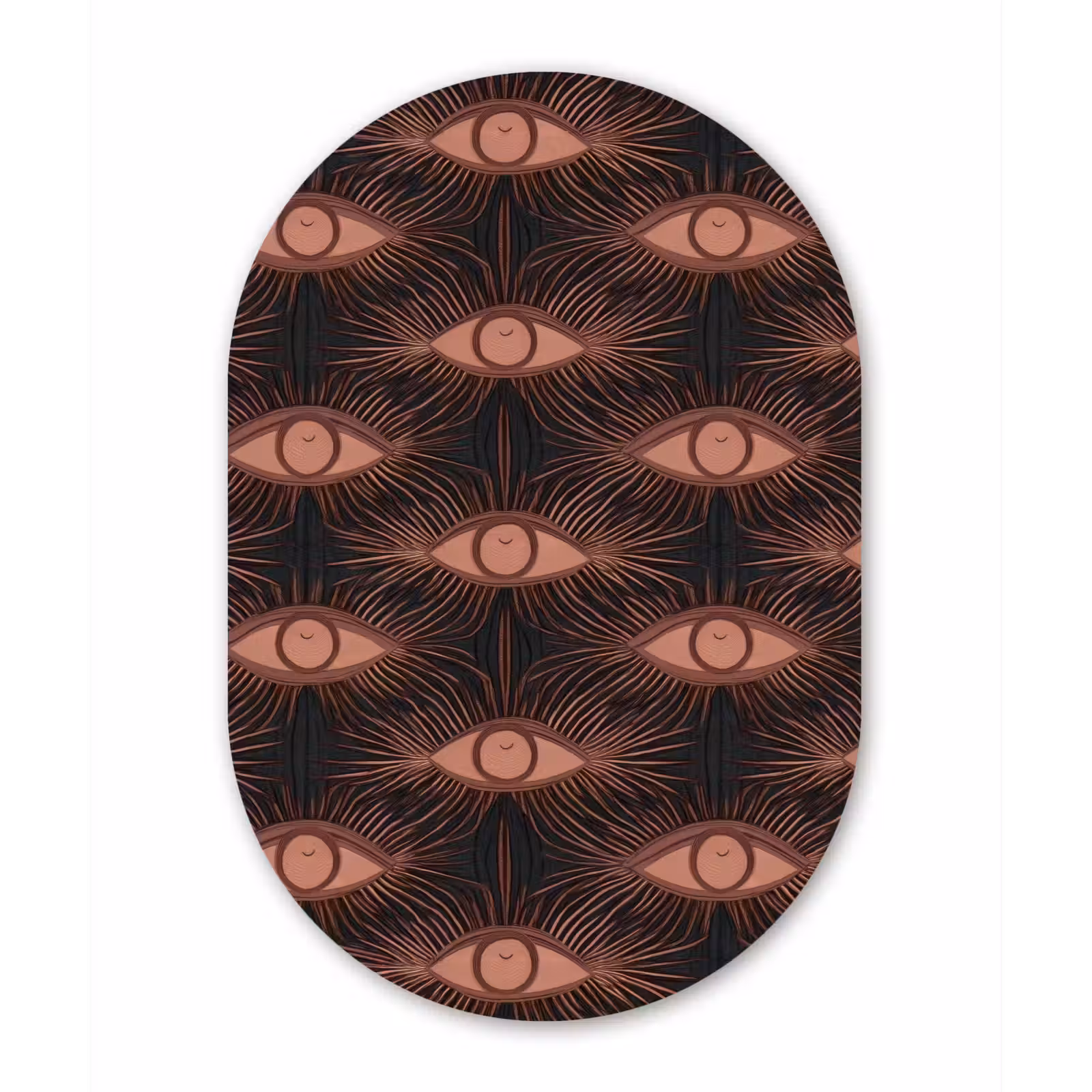 Boheems - Oog - Bruin Wandcirkel Ovaal Aluminium middel 839 -3d