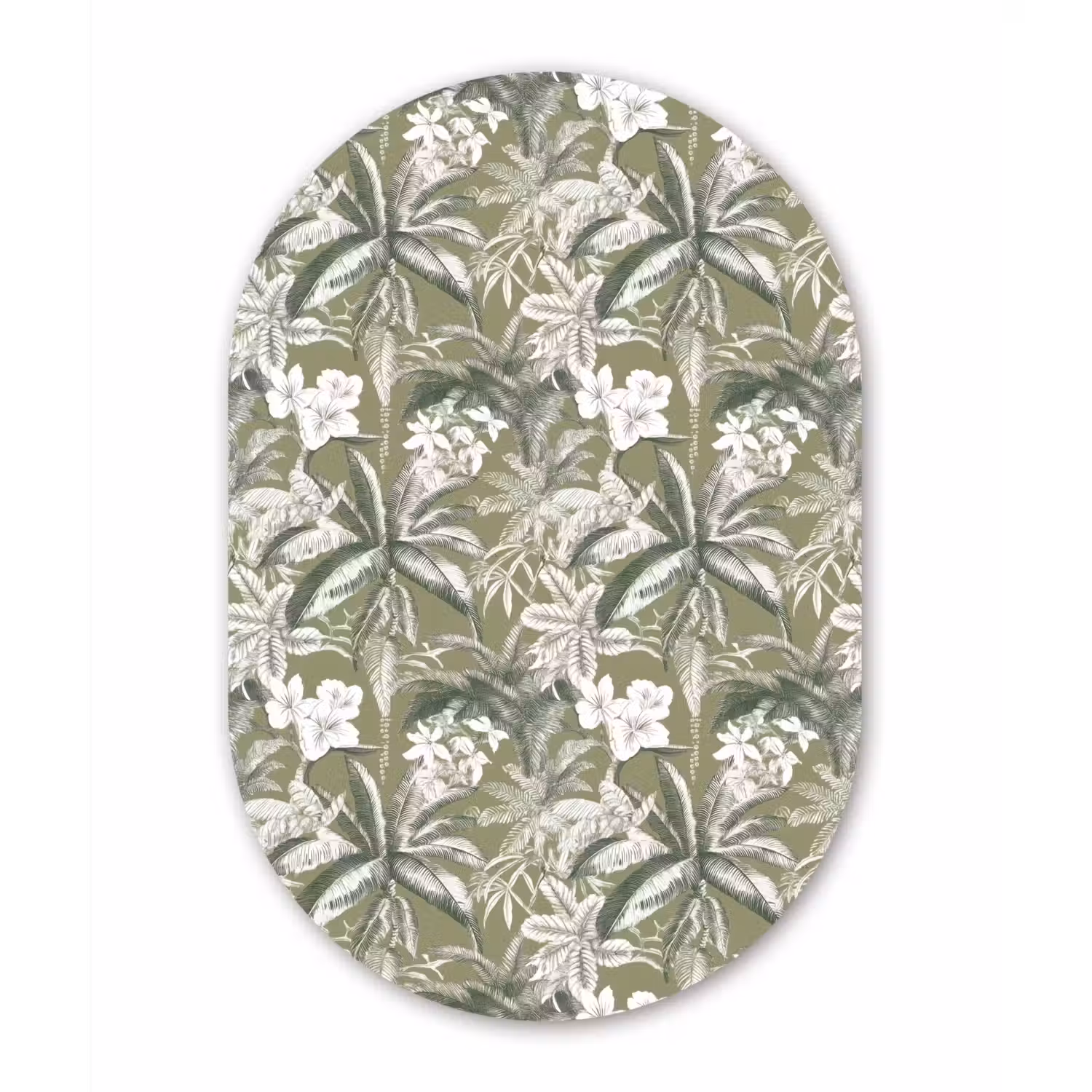 Botanisch - Bloemen - Groen Wandcirkel Ovaal Aluminium middel 839 -3d