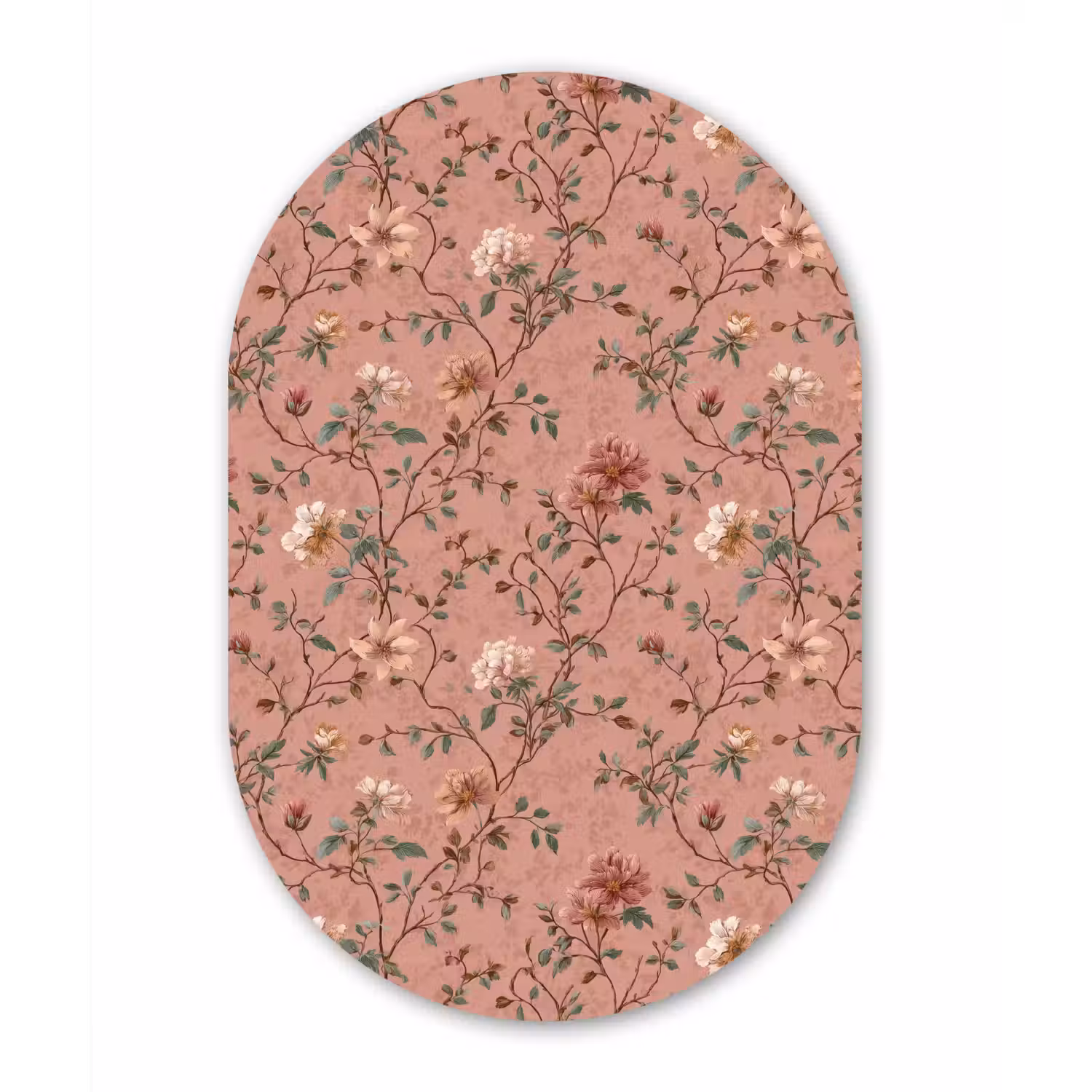 Botanisch - Bloemen - Roze Wandcirkel Ovaal Aluminium middel 839 -3d