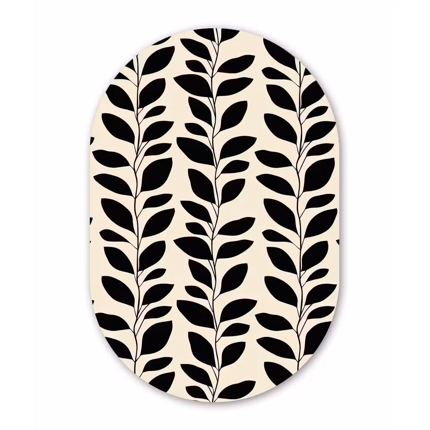 Botanisch - Dessin - Zwart - Beige Wandcirkel Ovaal Aluminium middel 839 -3d
