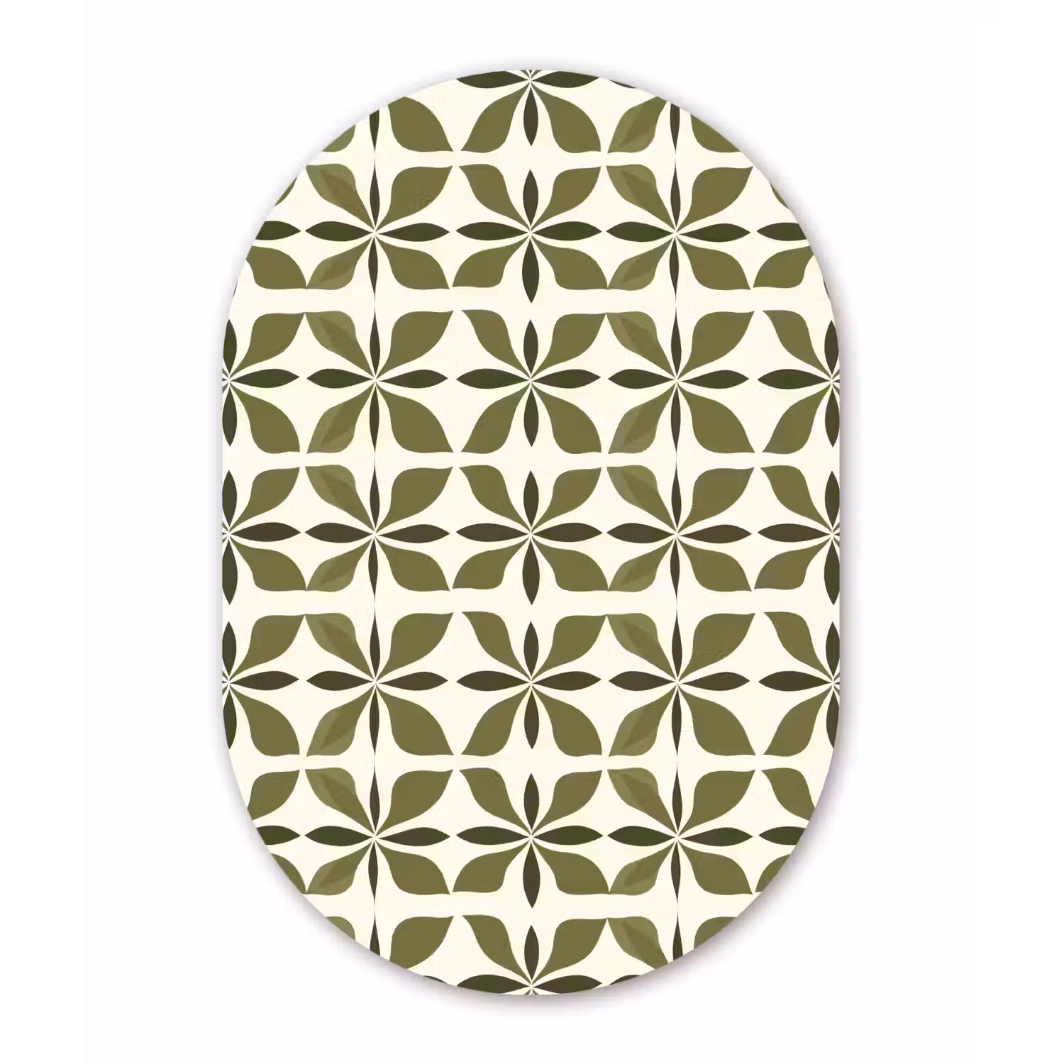 Botanisch - Retro - Groen Wandcirkel Ovaal Aluminium middel 839 -3d