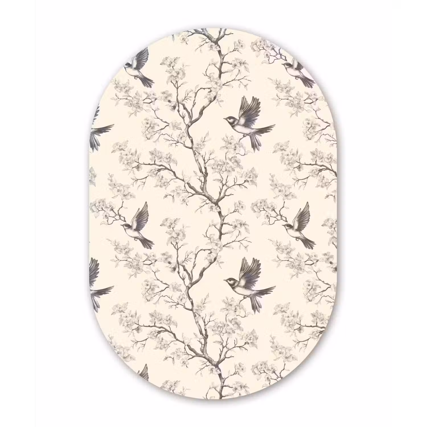 Takken - Vogels - Beige Wandcirkel Ovaal Aluminium middel 839 -3d