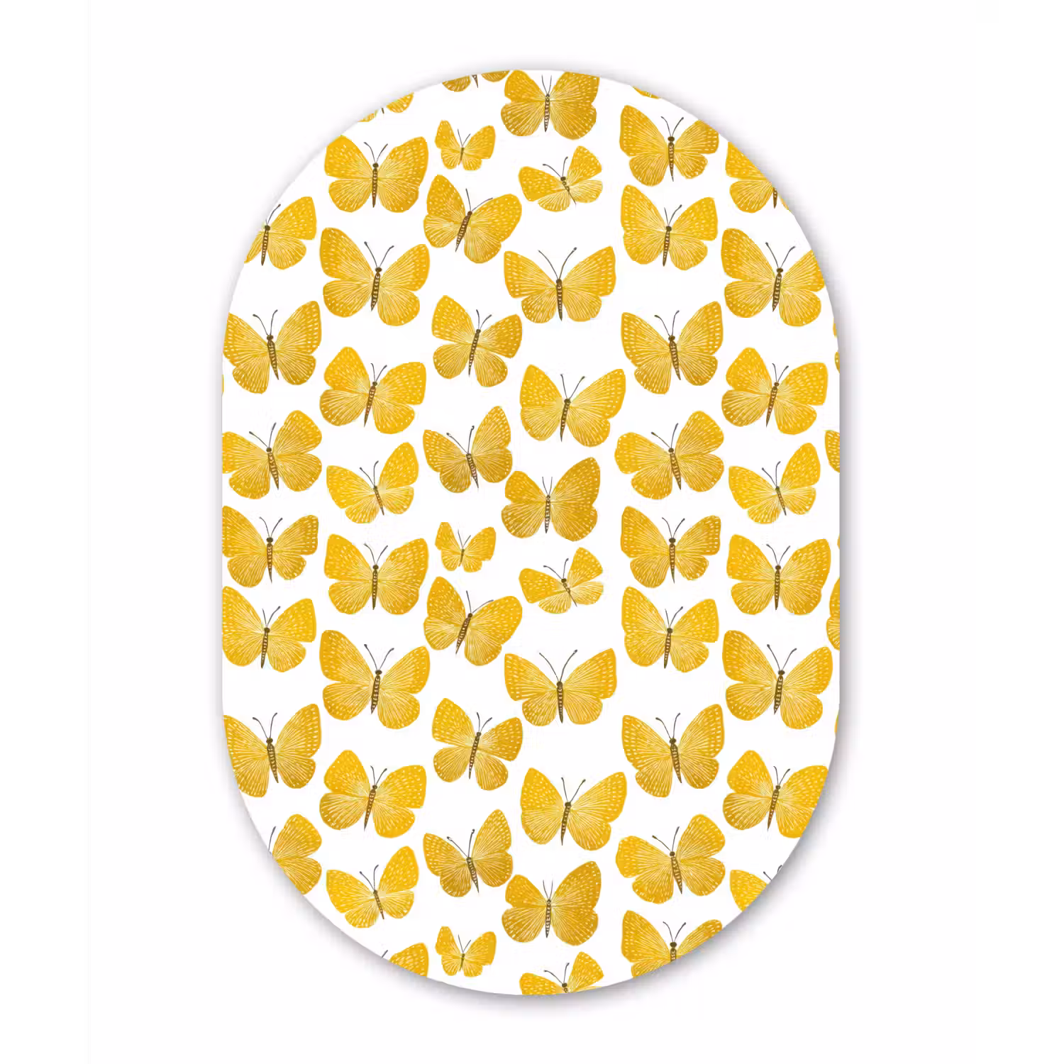Vlinders - Botanisch - Illustratie - Geel - Wit Wandcirkel Ovaal Aluminium middel 839 -3d