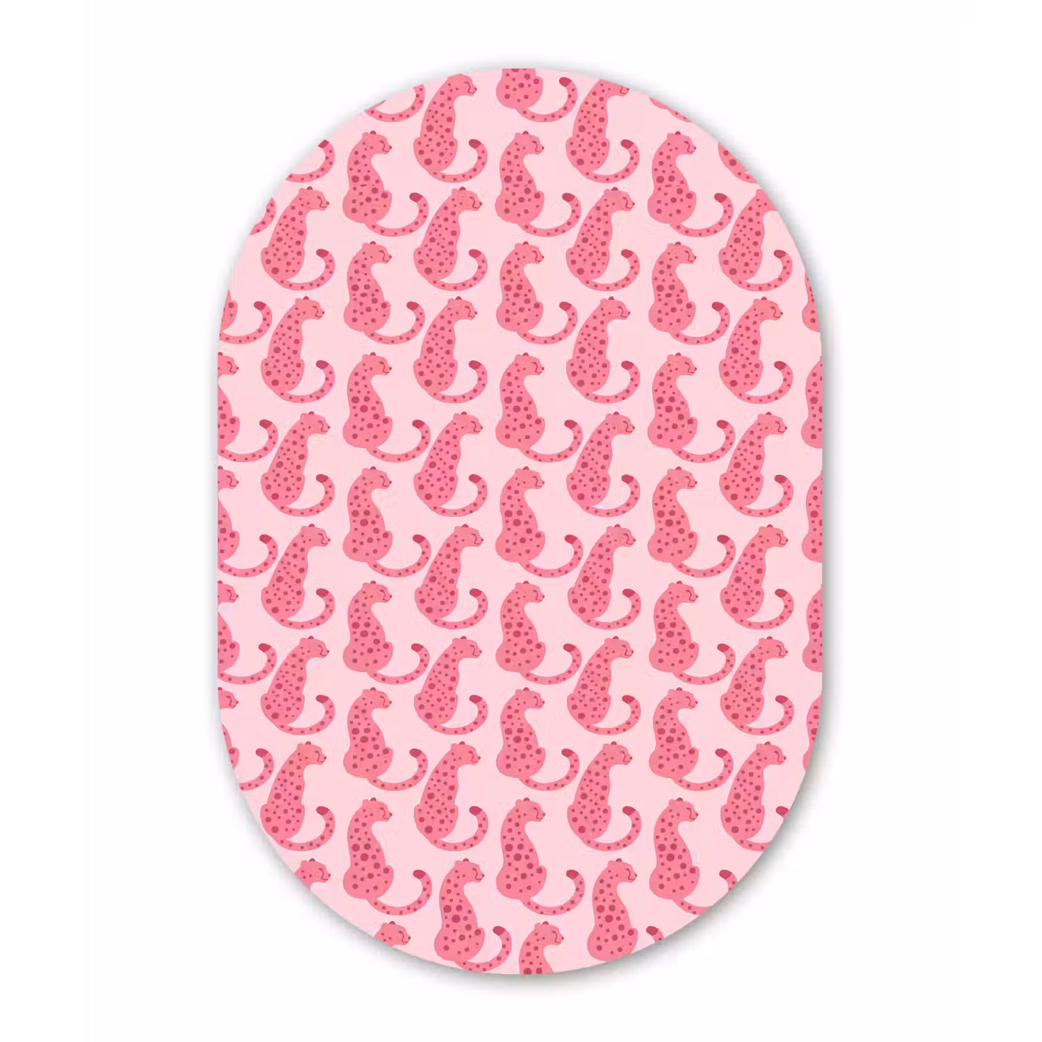 Kat - Gevlekt - Dieren - Patroon - Roze Wandcirkel Ovaal Aluminium middel -3d