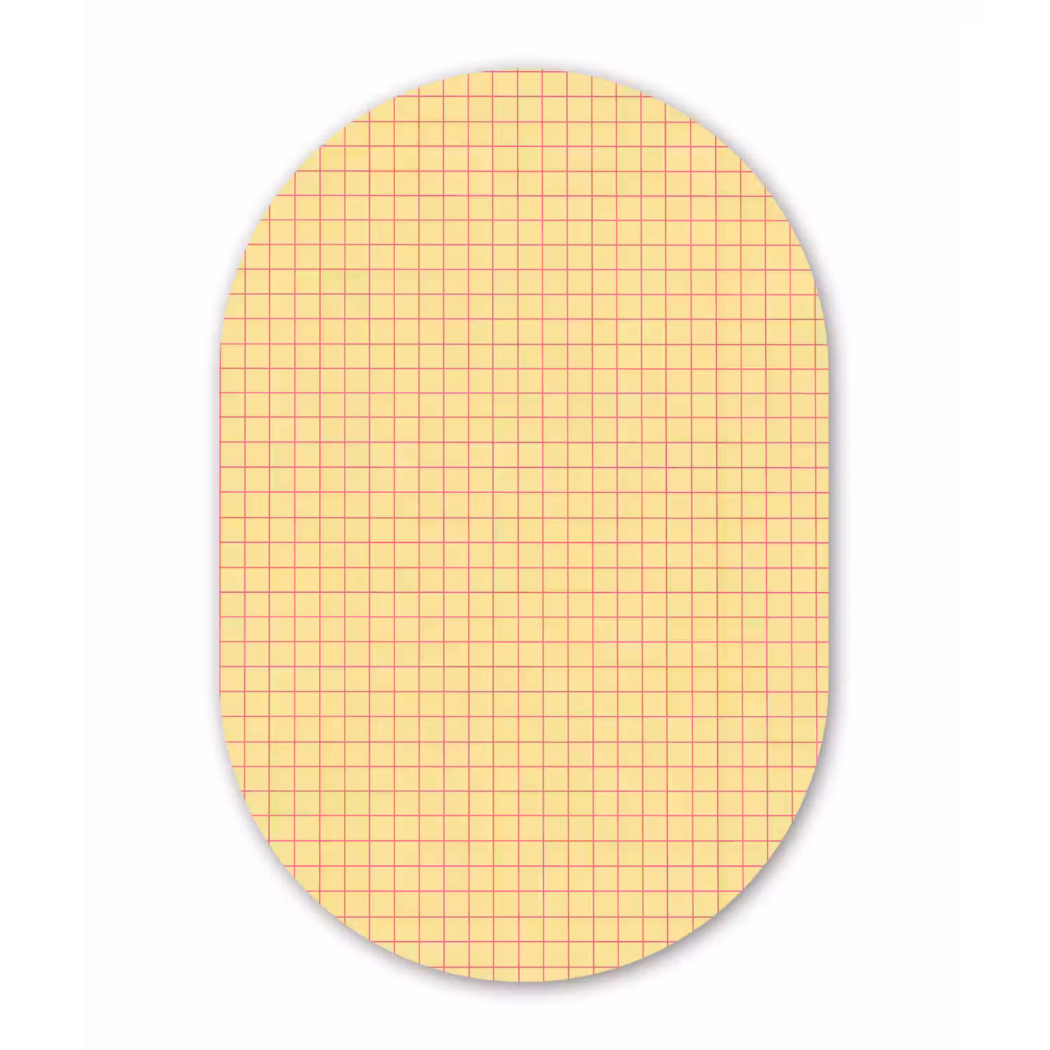 Ruitjes - Grid - Minimalistisch - Geel - Roze Wandcirkel Ovaal Aluminium middel 839 -3d