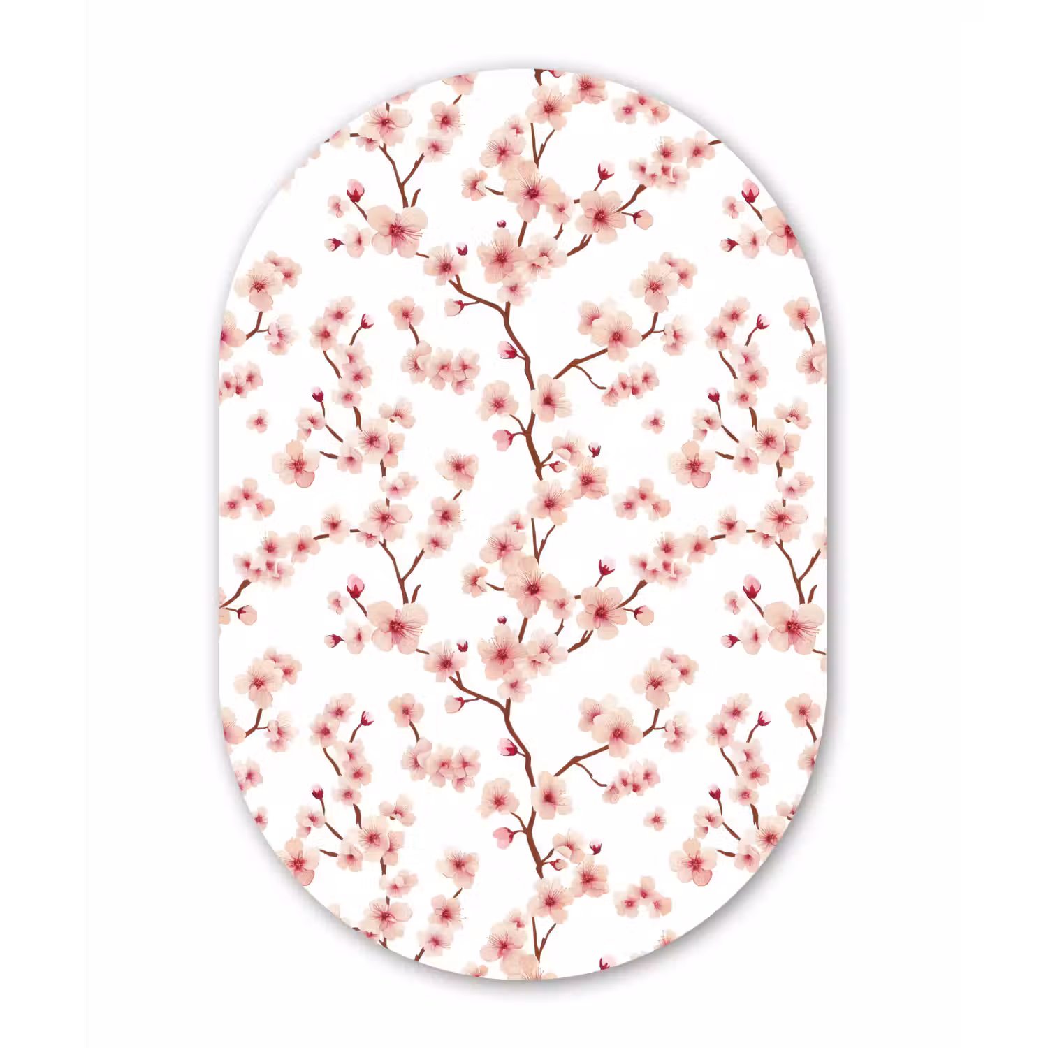 Kersenbloesem - Takken - Roze Wandcirkel Ovaal Aluminium middel 839 -3d