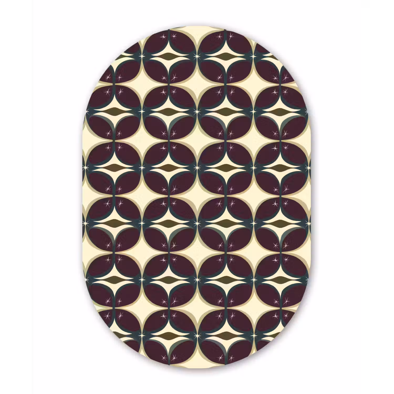 Cirkel - Retro - Kleurrijk Wandcirkel Ovaal Aluminium middel 839 -3d