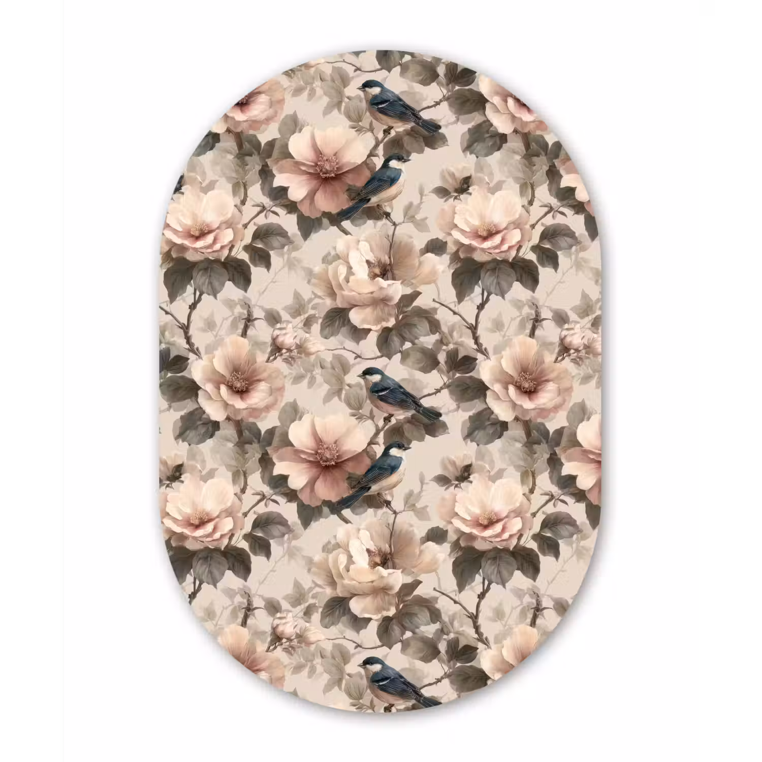 Klassiek - Vogels - Kleurrijk Wandcirkel Ovaal Aluminium middel 839 -3d