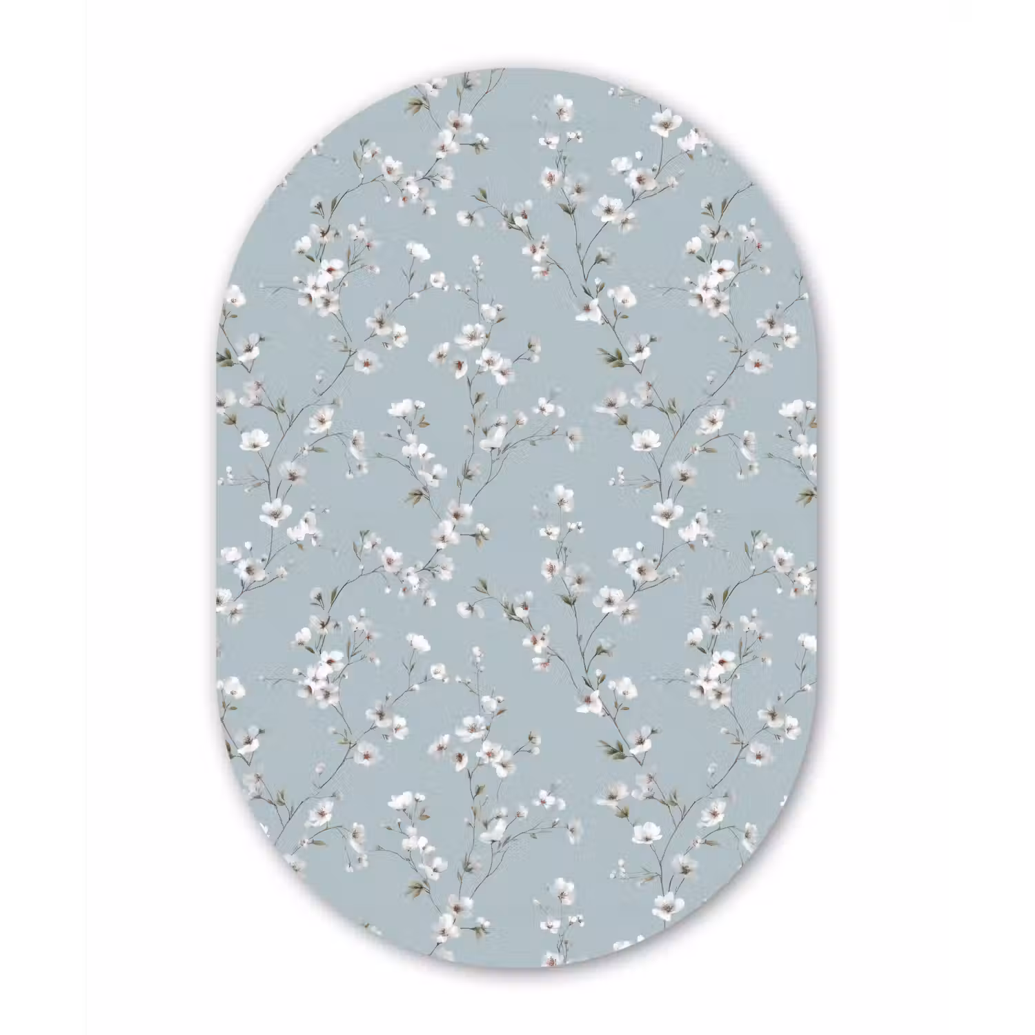 Klassiek - Bloemen - Blauw Wandcirkel Ovaal Aluminium middel 839 -3d