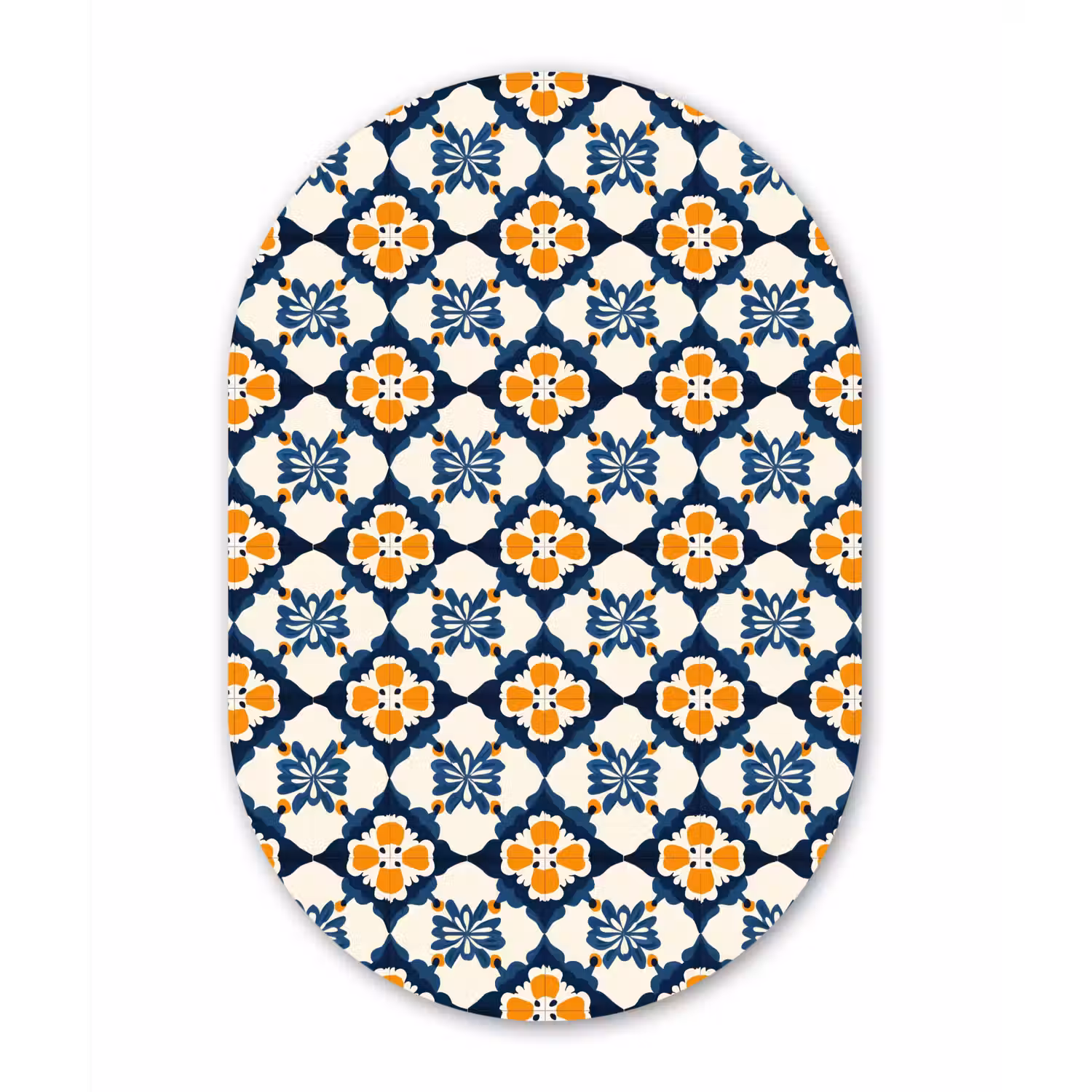 Klassiek - Geometrisch - Blauw Wandcirkel Ovaal Aluminium middel 839 -3d