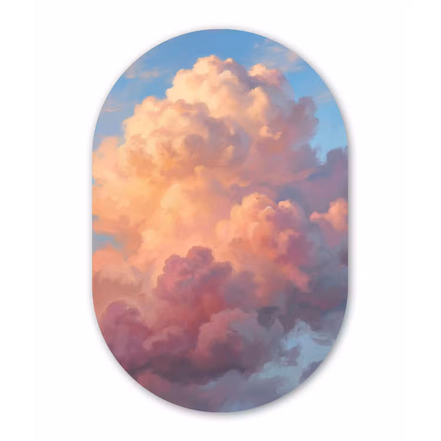 Wolken - Lucht - Natuur - Abstract - Kleurrijk Wandcirkel Ovaal Aluminium middel -3d