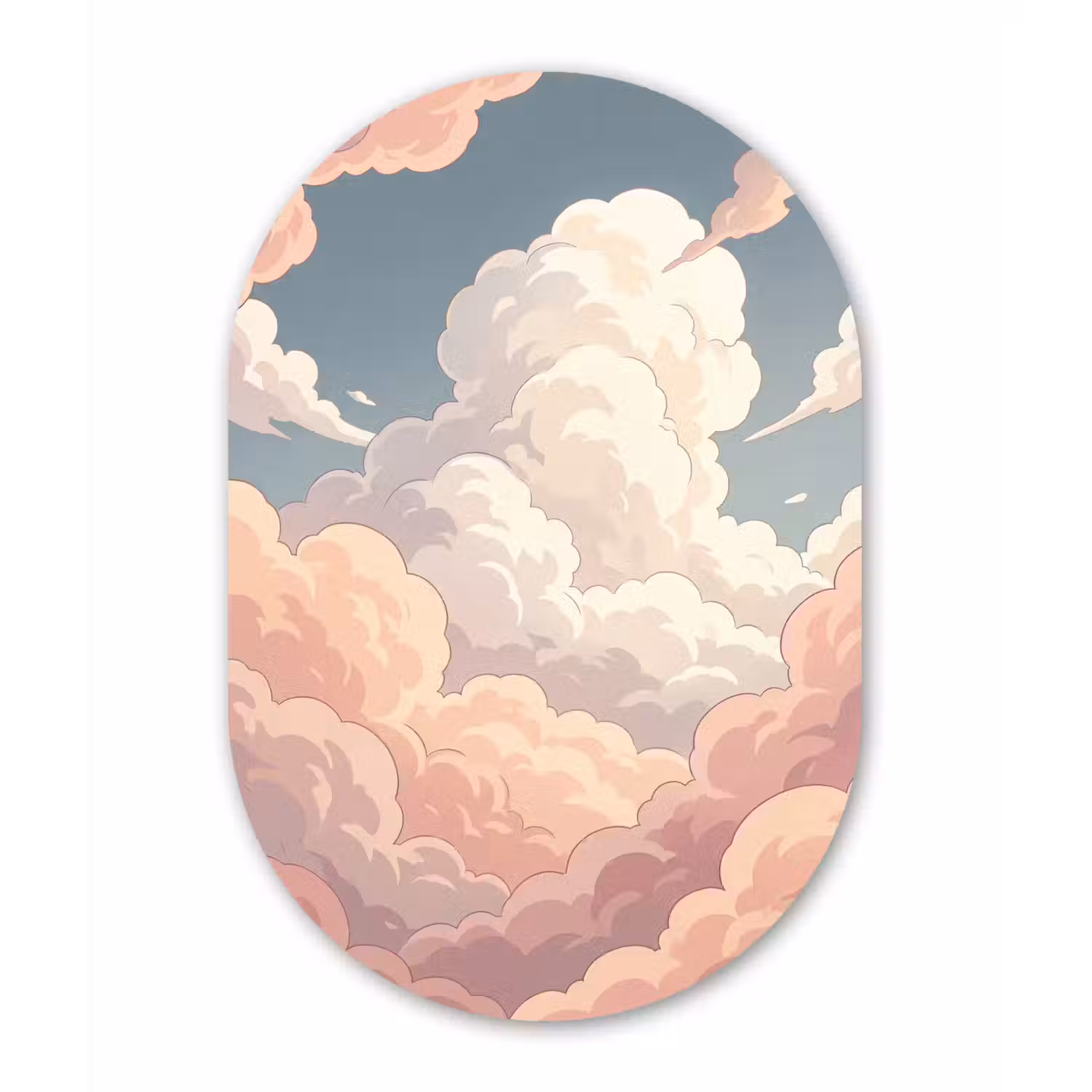 Wolken - Lucht - Natuur - Pastel - Roze Wandcirkel Ovaal Aluminium middel -3d