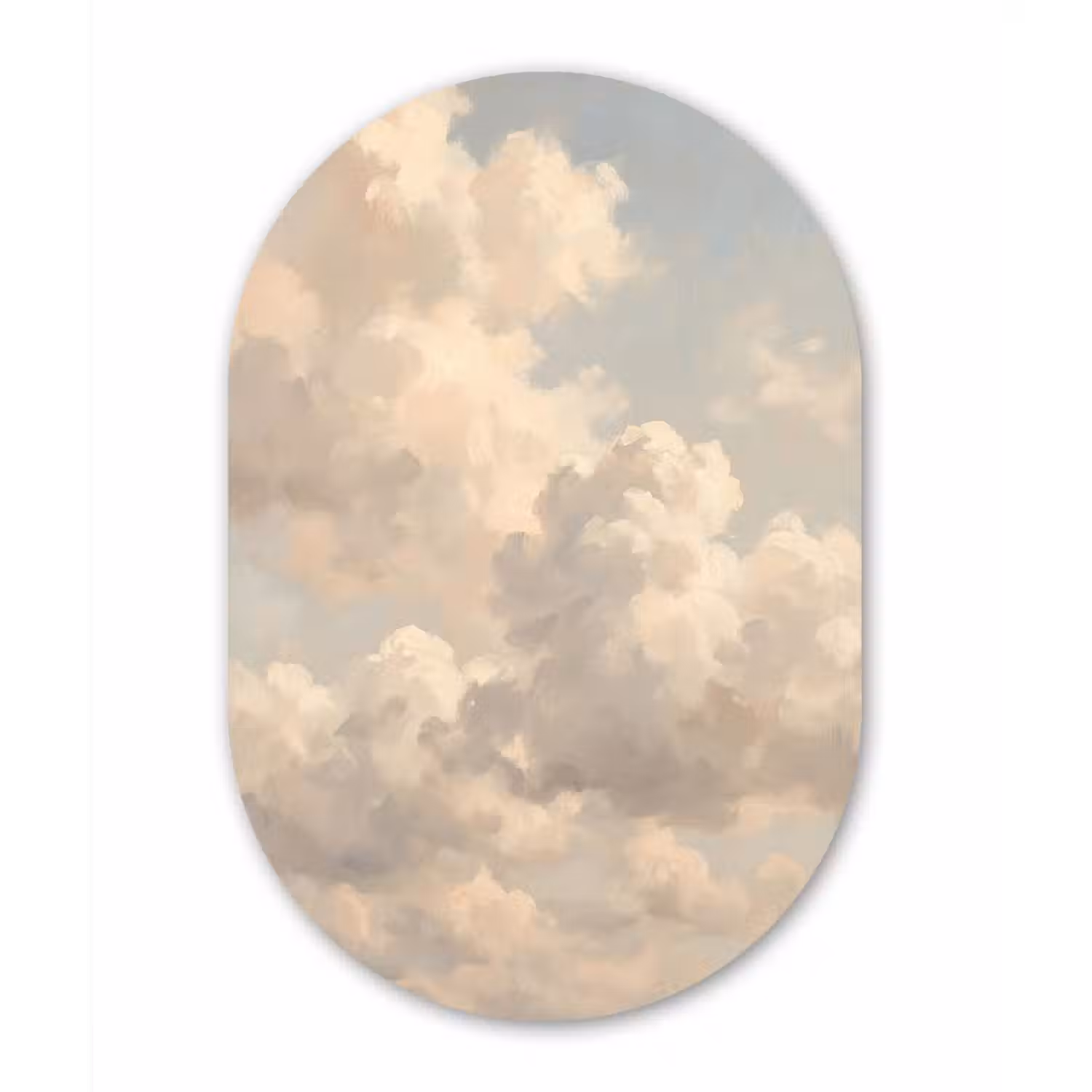 Wolken - Zacht - Natuur - Klassiek - Beige Wandcirkel Ovaal Aluminium middel -3d