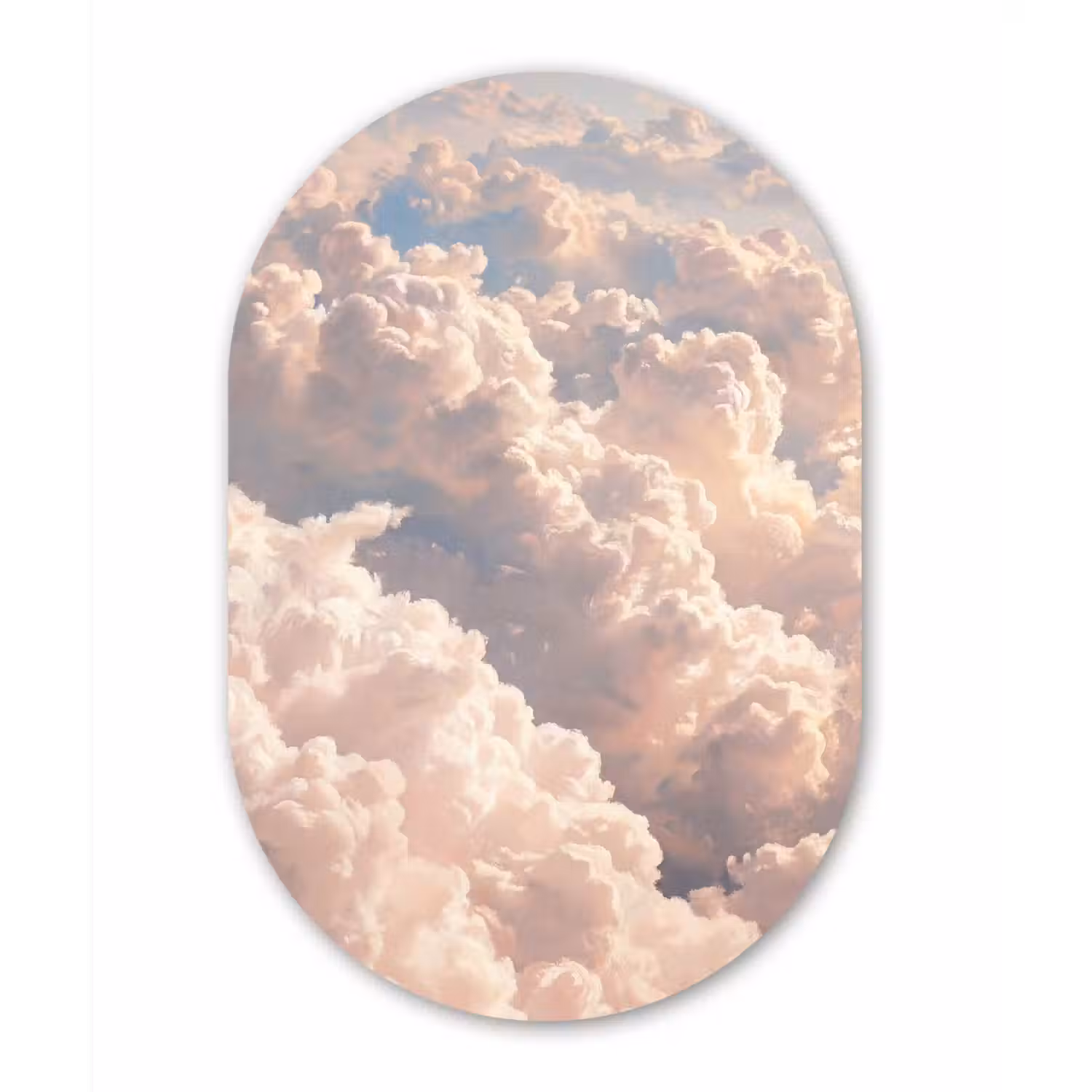 Wolken - Zonsondergang - Natuur - Pastel - Roze Wandcirkel Ovaal Aluminium middel -3d