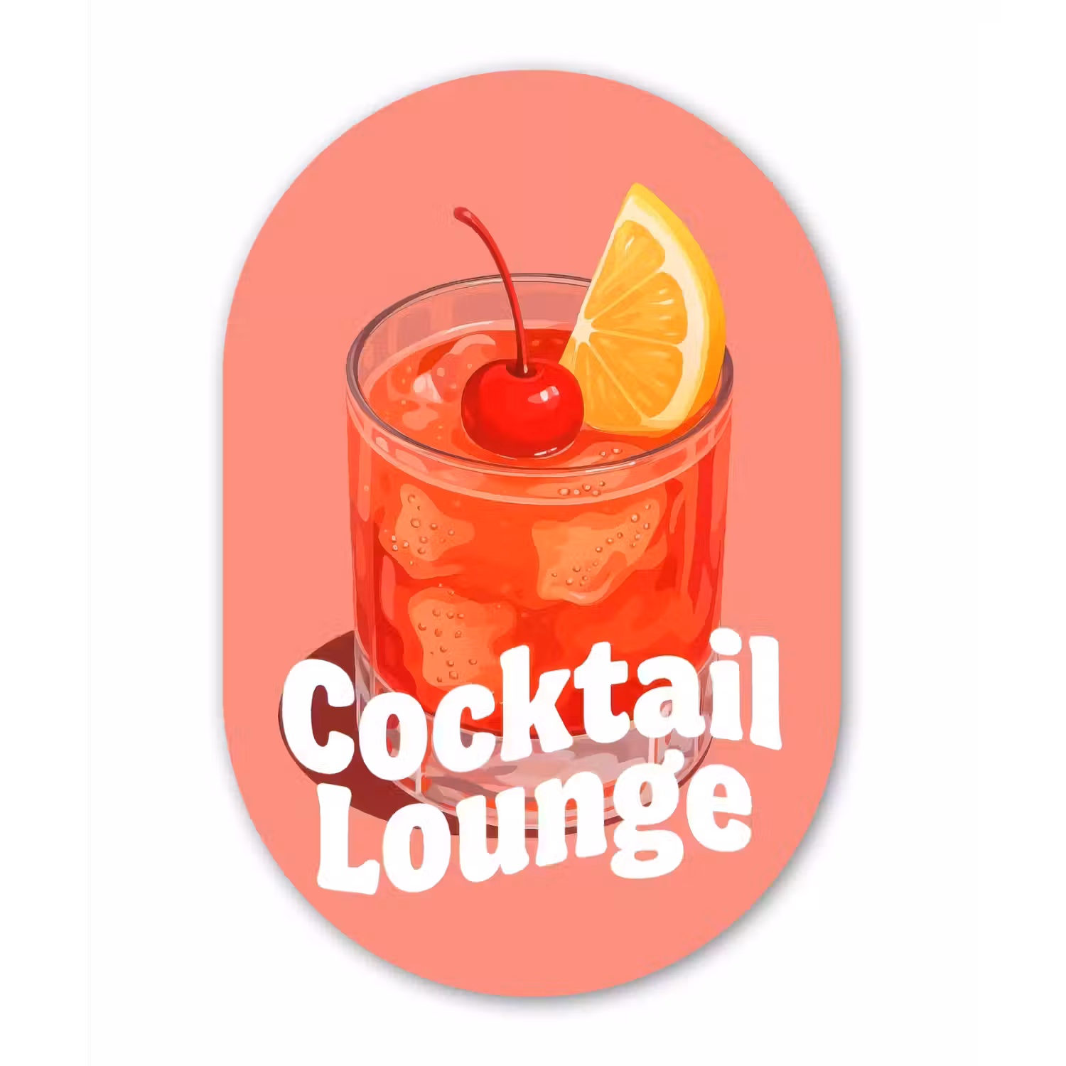 Cocktail Lounge - Glas - Koraal Wandcirkel Ovaal Aluminium middel -3d