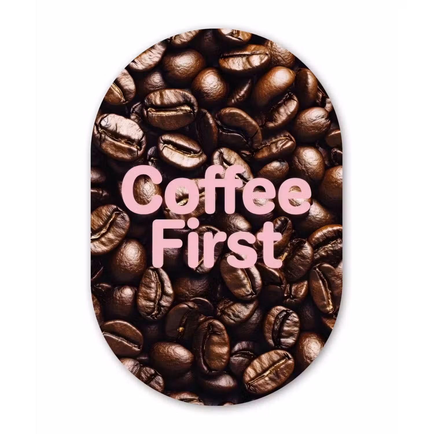 Coffee First - Koffiebonen - Roze Wandcirkel Ovaal Aluminium middel -3d